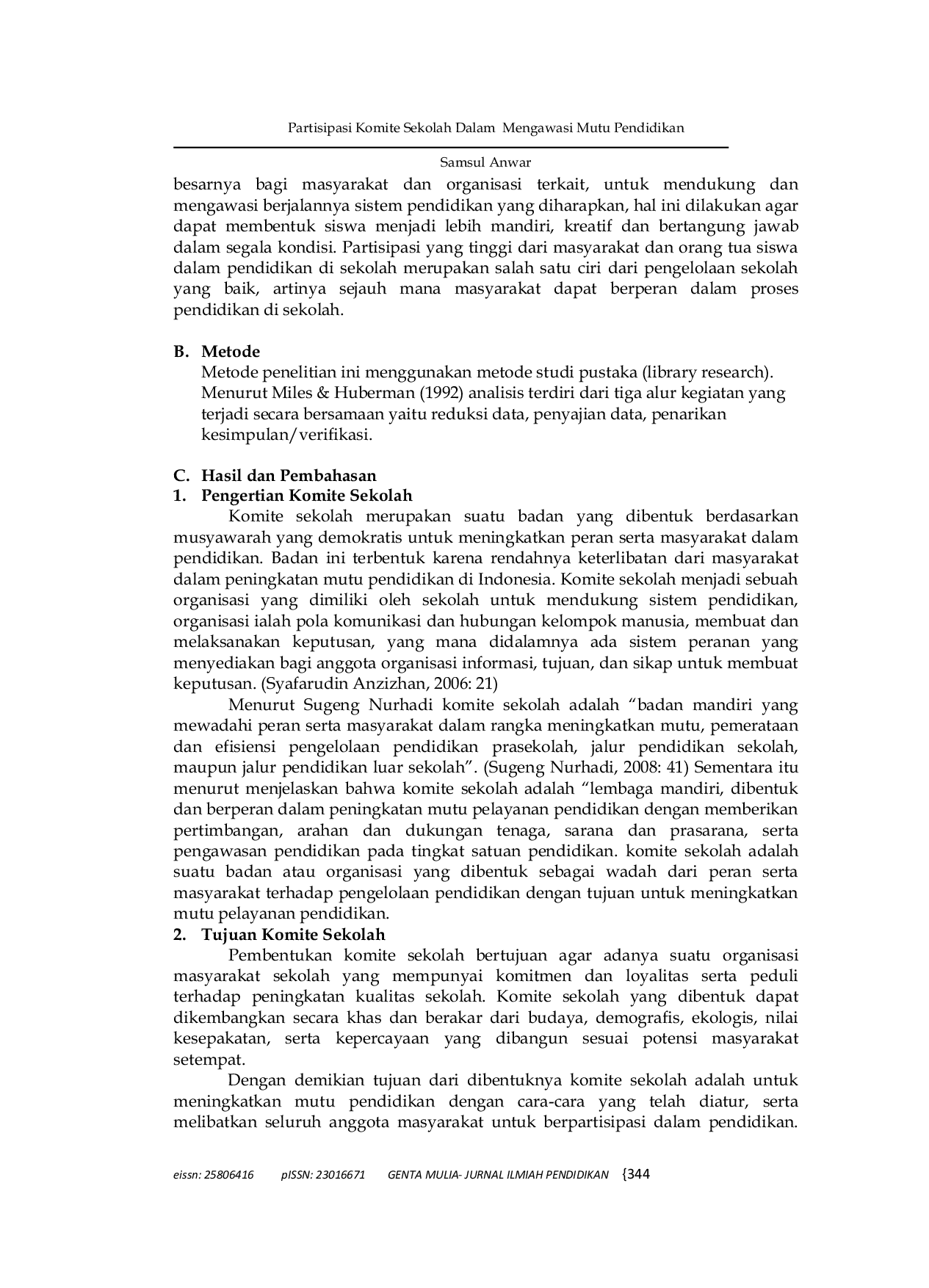 JURIS Partisipasi Komite Sekolah Dalam Mengawasi Mutu Pendidikan