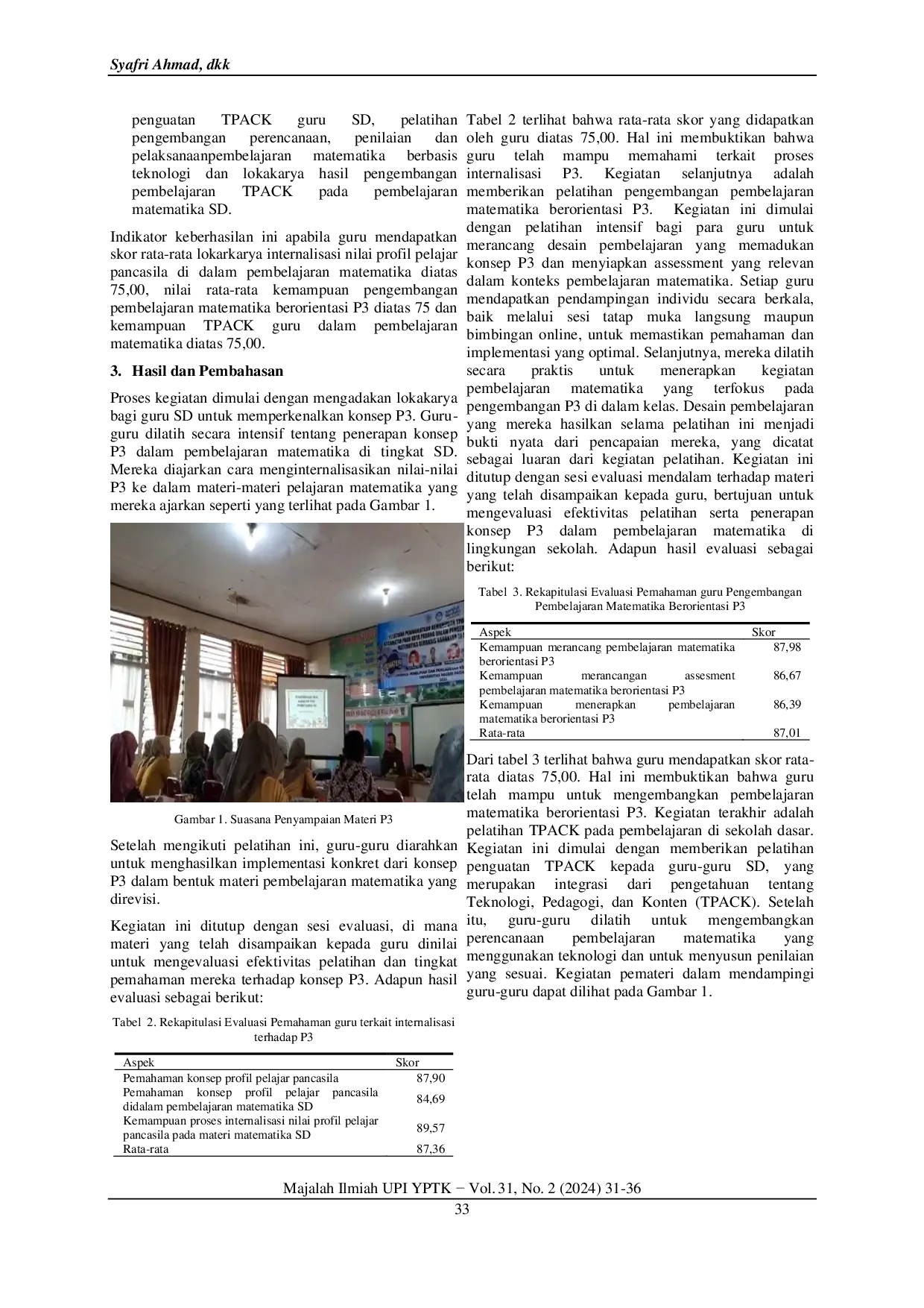 JURIS Optimalisasi TPACK Guru SD dalam Pembelajaran Matematika untuk Penguatan Profil Pelajar Pancasila