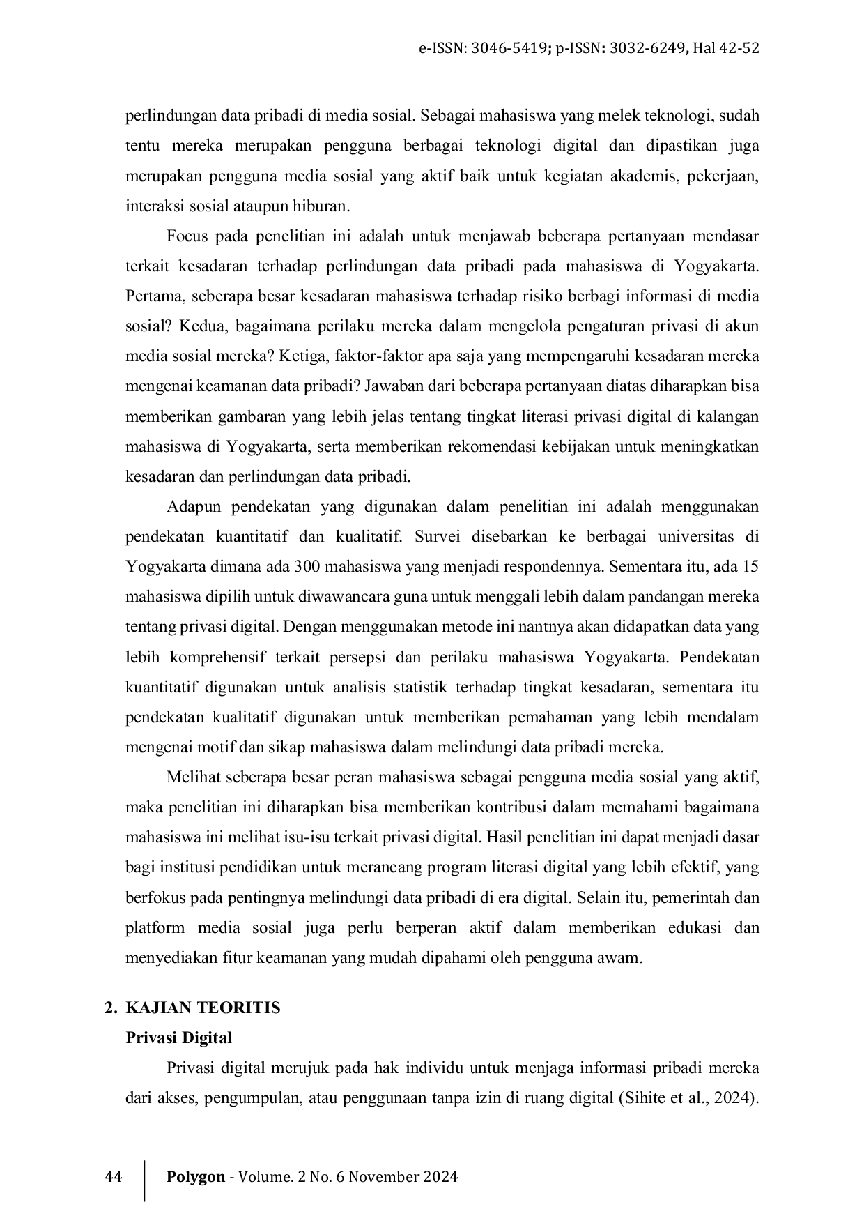 JURIS Menjaga Privasi Digital Studi Tentang Kesadaran Mahasiswa dalam Perlindungan Data Pribadi di Media Sosial