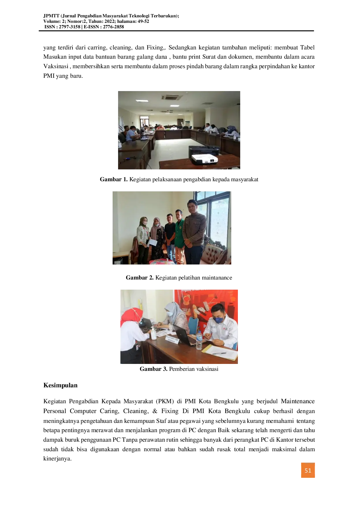 JURIS Maintenance Personal Computer Caring Cleaning Fixing Di PMI Kota Bengkulu