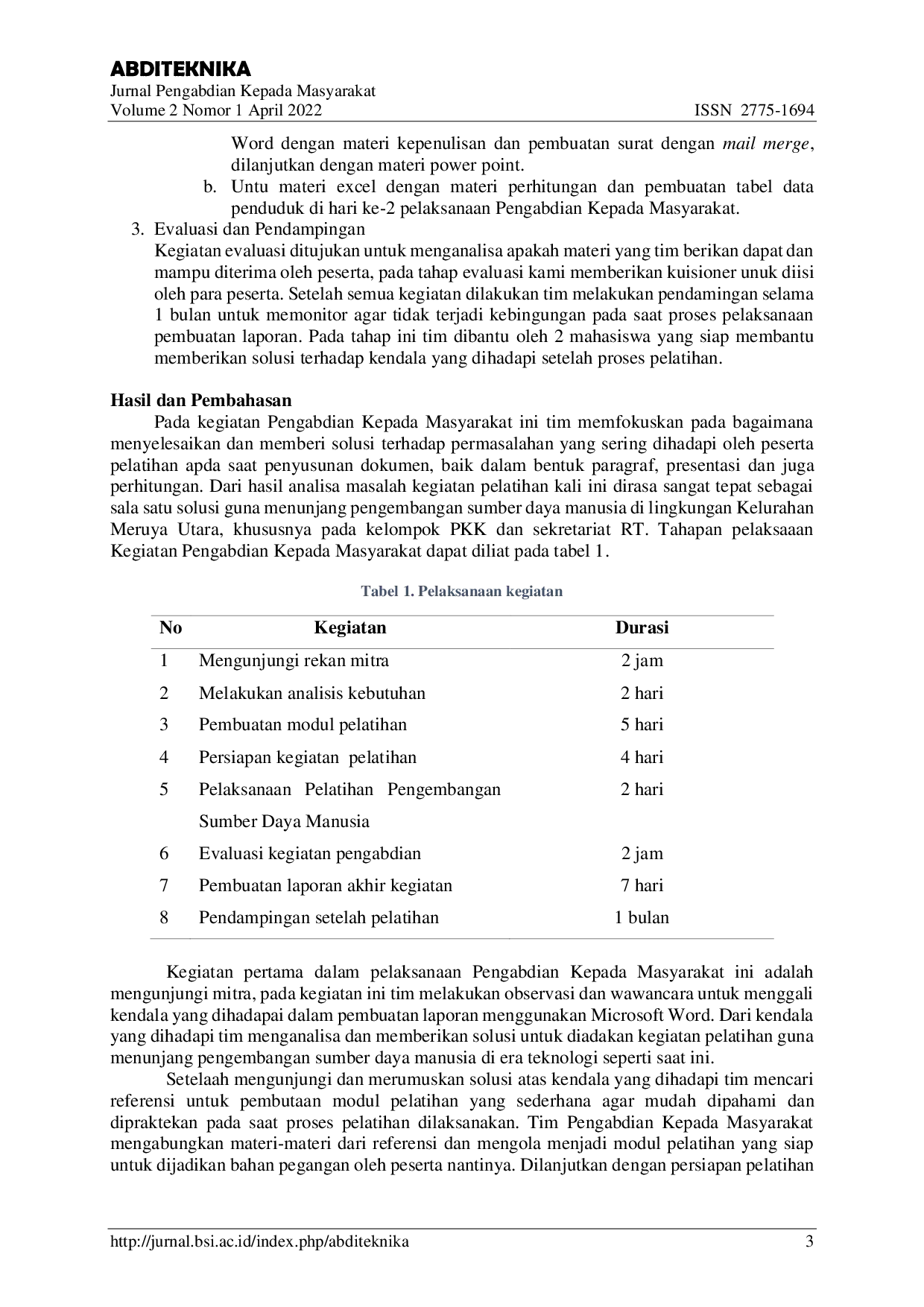 JURIS Pengembangan Sumber Daya Manusia di RW 10 Kelurahan Meruya Utara Melalui Pelatihan Microsoft Office