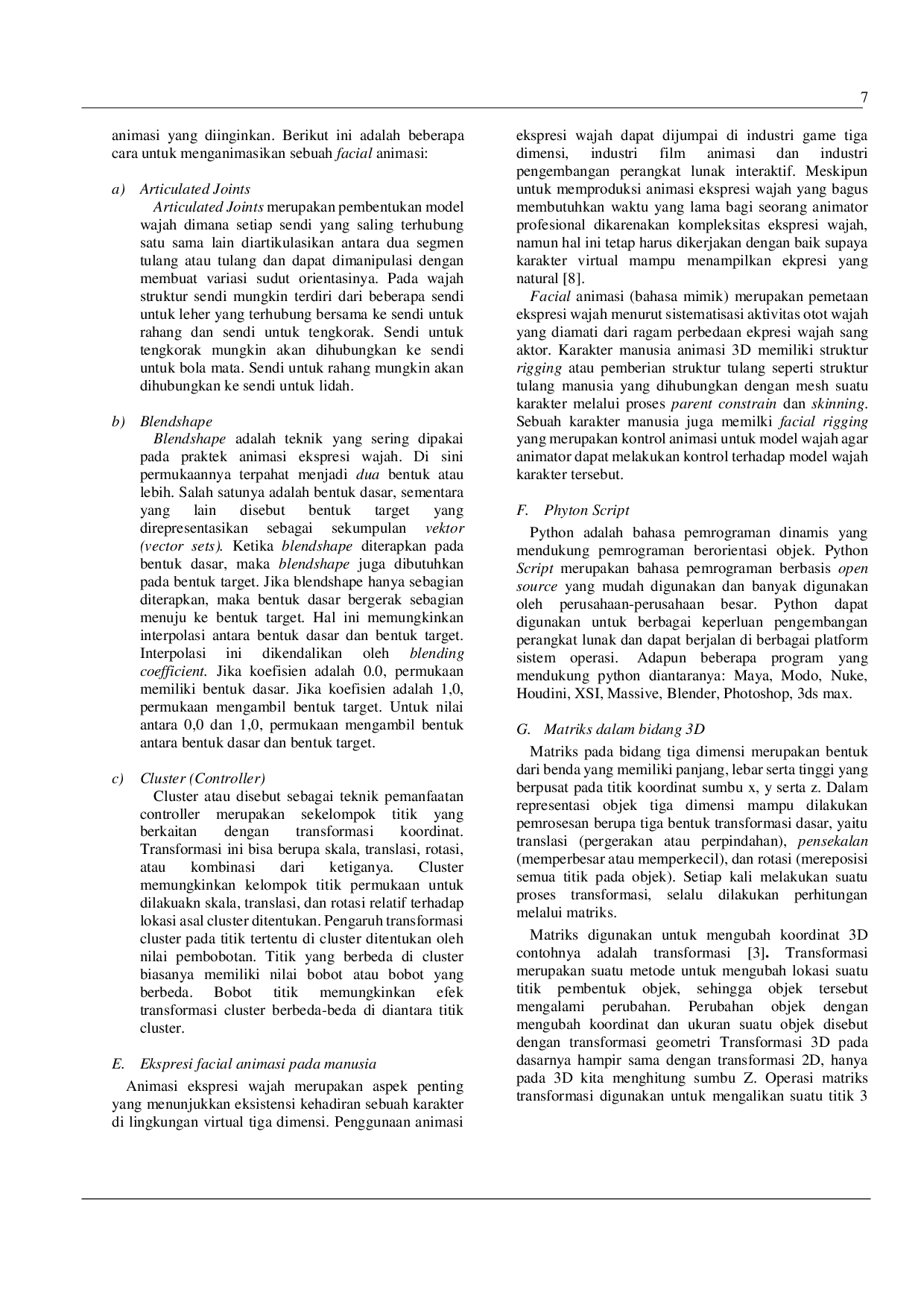 JURIS Analisis Matriks Operator Ekspresi Untuk Wajah Karakter Berbasis Posisi Controller