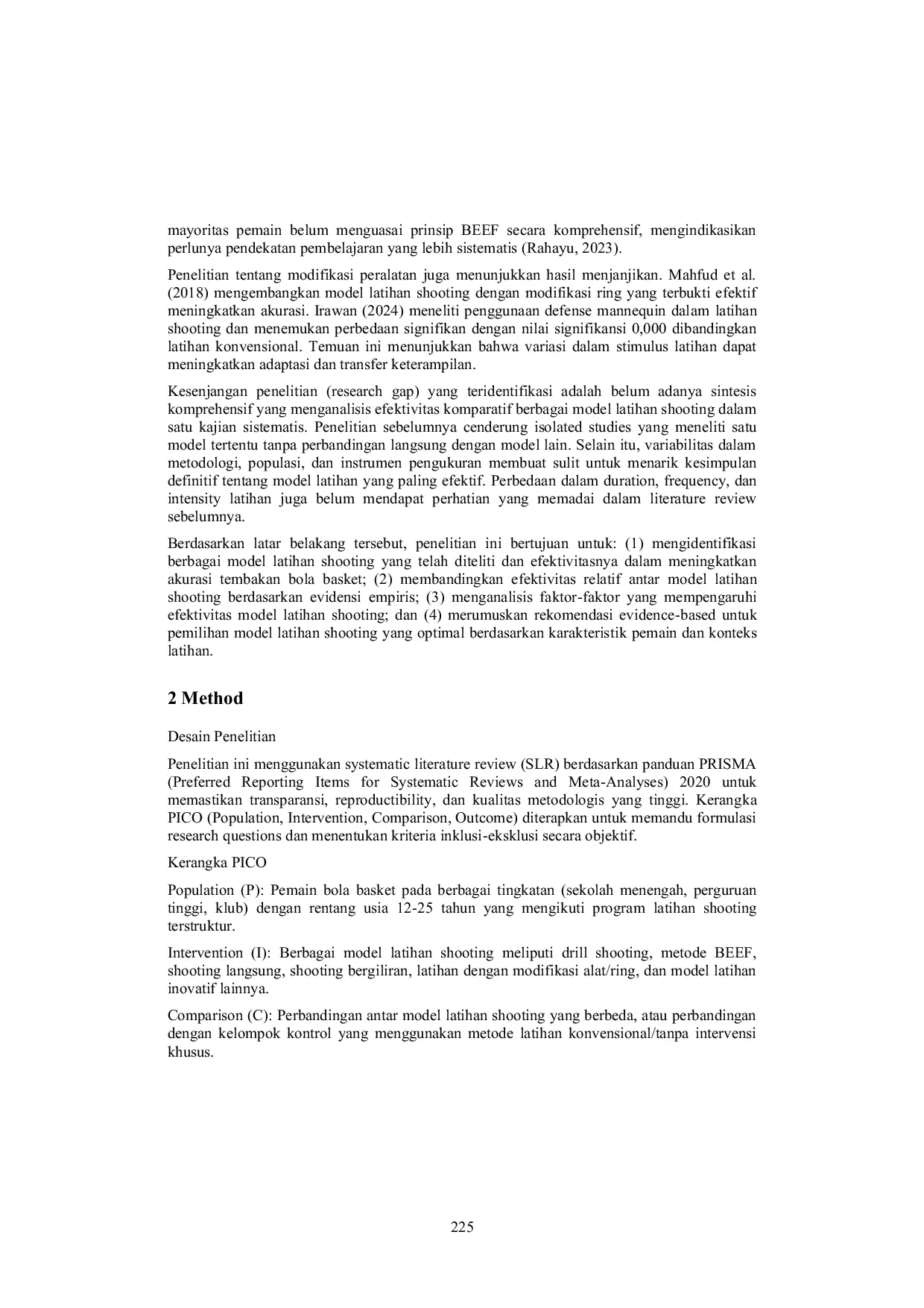 JURIS Systematic Literature Review Efektivitas Model Latihan Shooting terhadap Akurasi Tembakan dalam Bola Basket