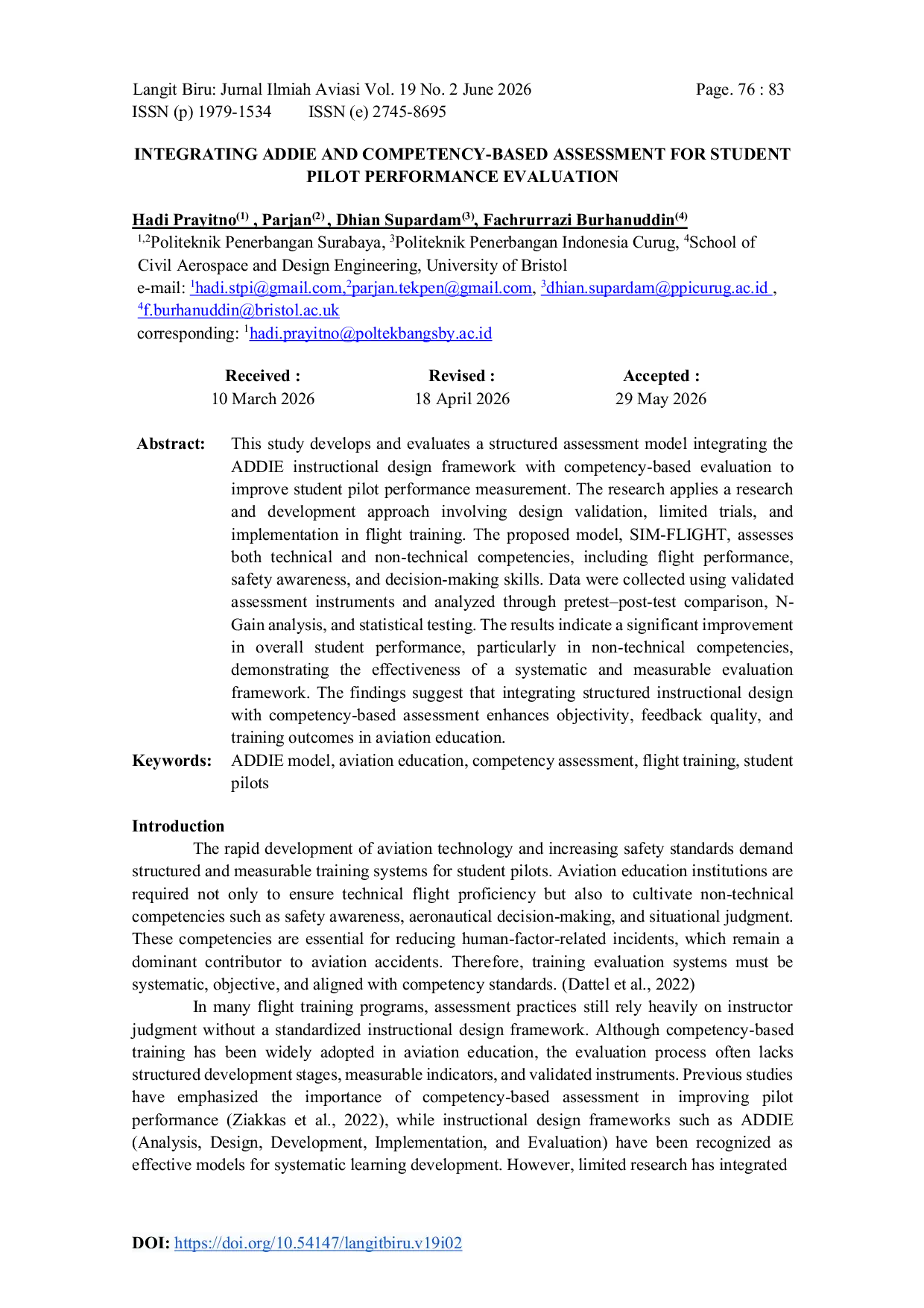 JURIS Integrating Addie and Competency Based Assessment for Student Pilot Performance Evaluation