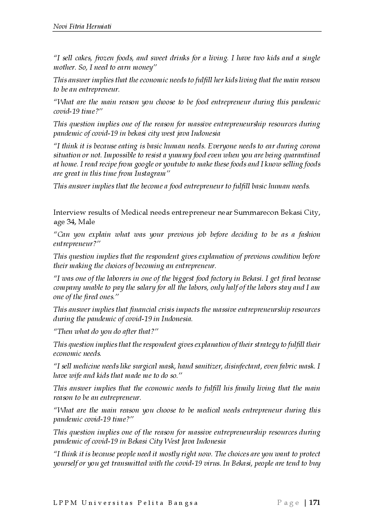 juris The Analysis of Appearance of Massive Entrepreneurship Resources During Pandemic of Covid 19 in Bekasi City West Java Indonesia