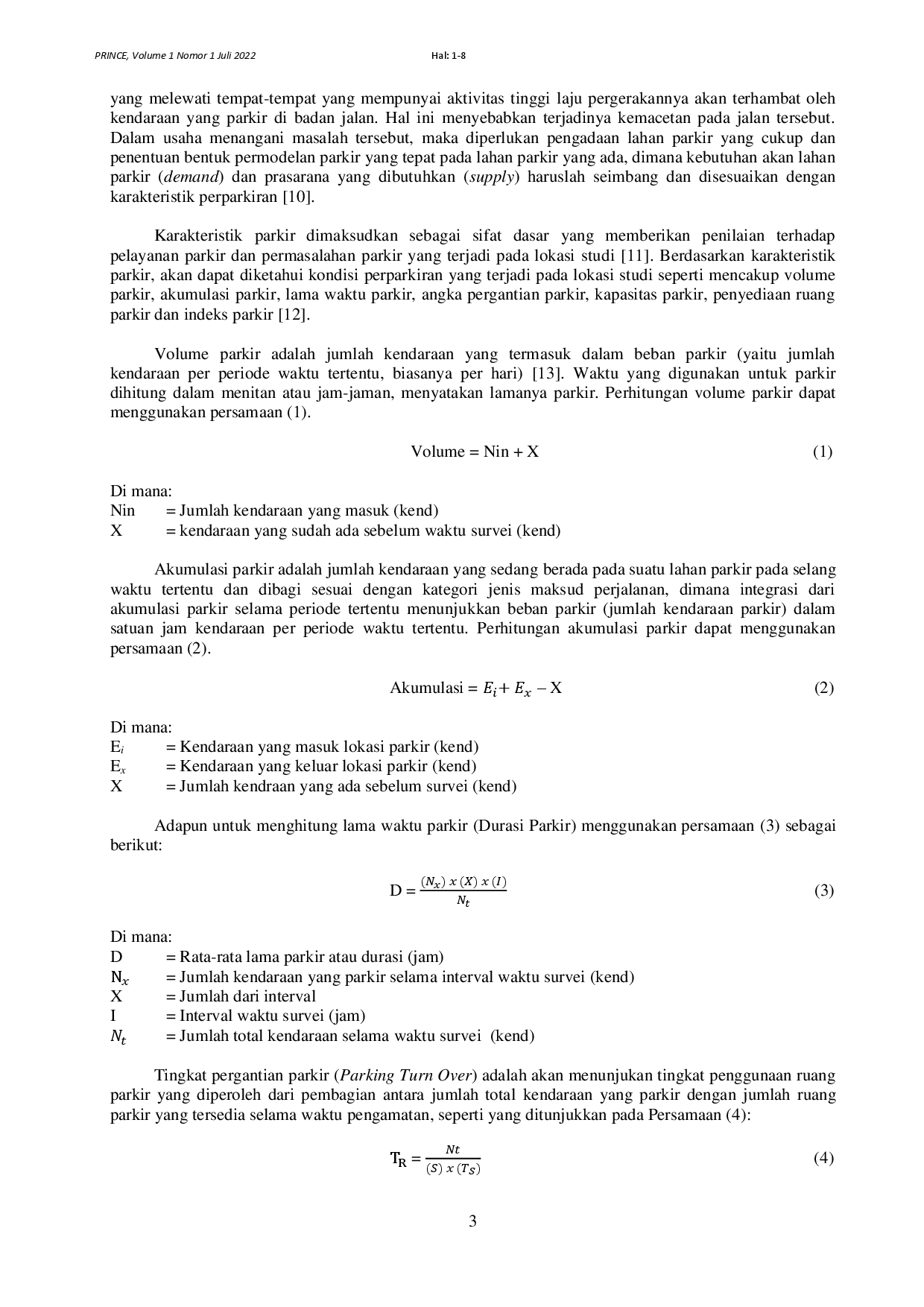 juris Studi Evaluasi Manajemen Kebutuhan Area Parkir Kendaraan di Blang Padang Kota Banda Aceh