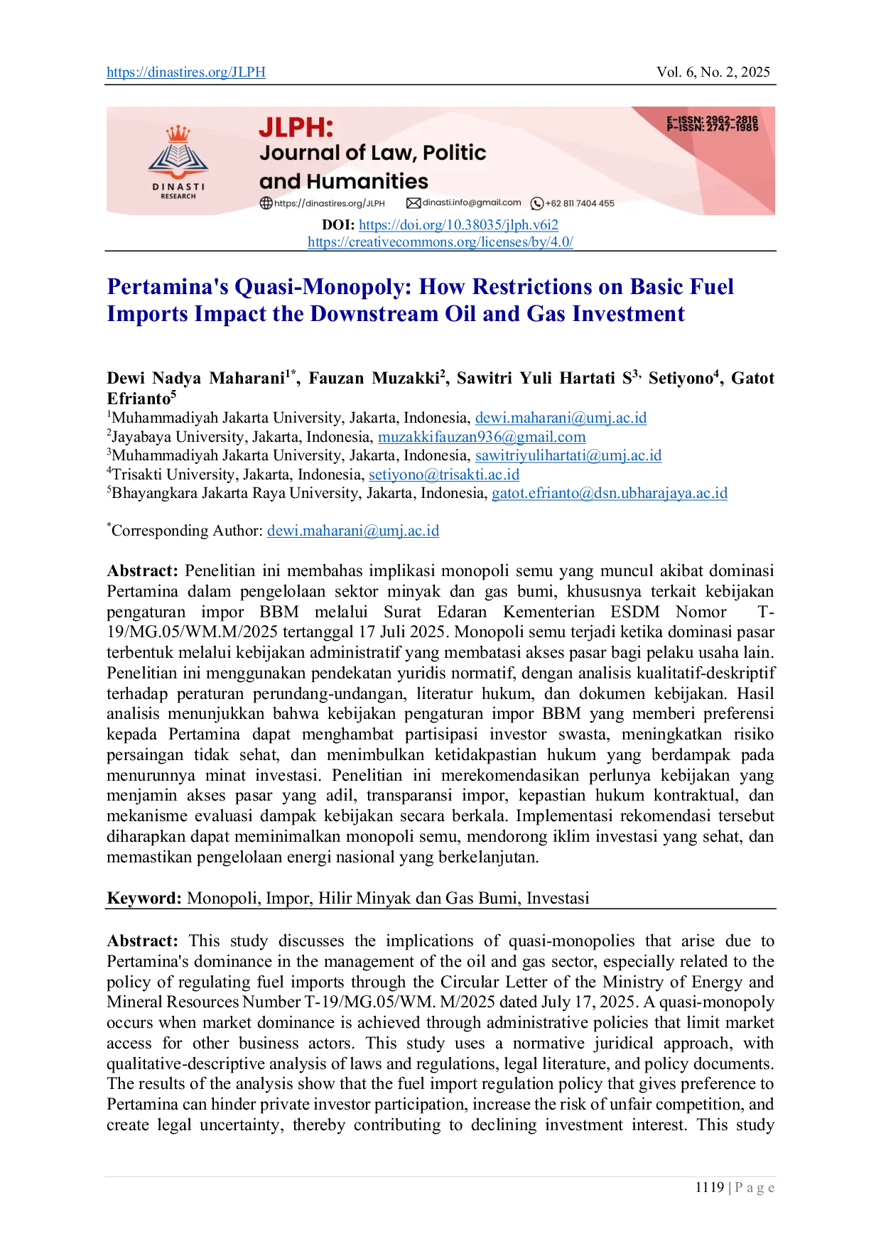 JURIS Pertamina s Quasi Monopoly How Restrictions on Basic Fuel Imports Impact the Downstream Oil and Gas Investment