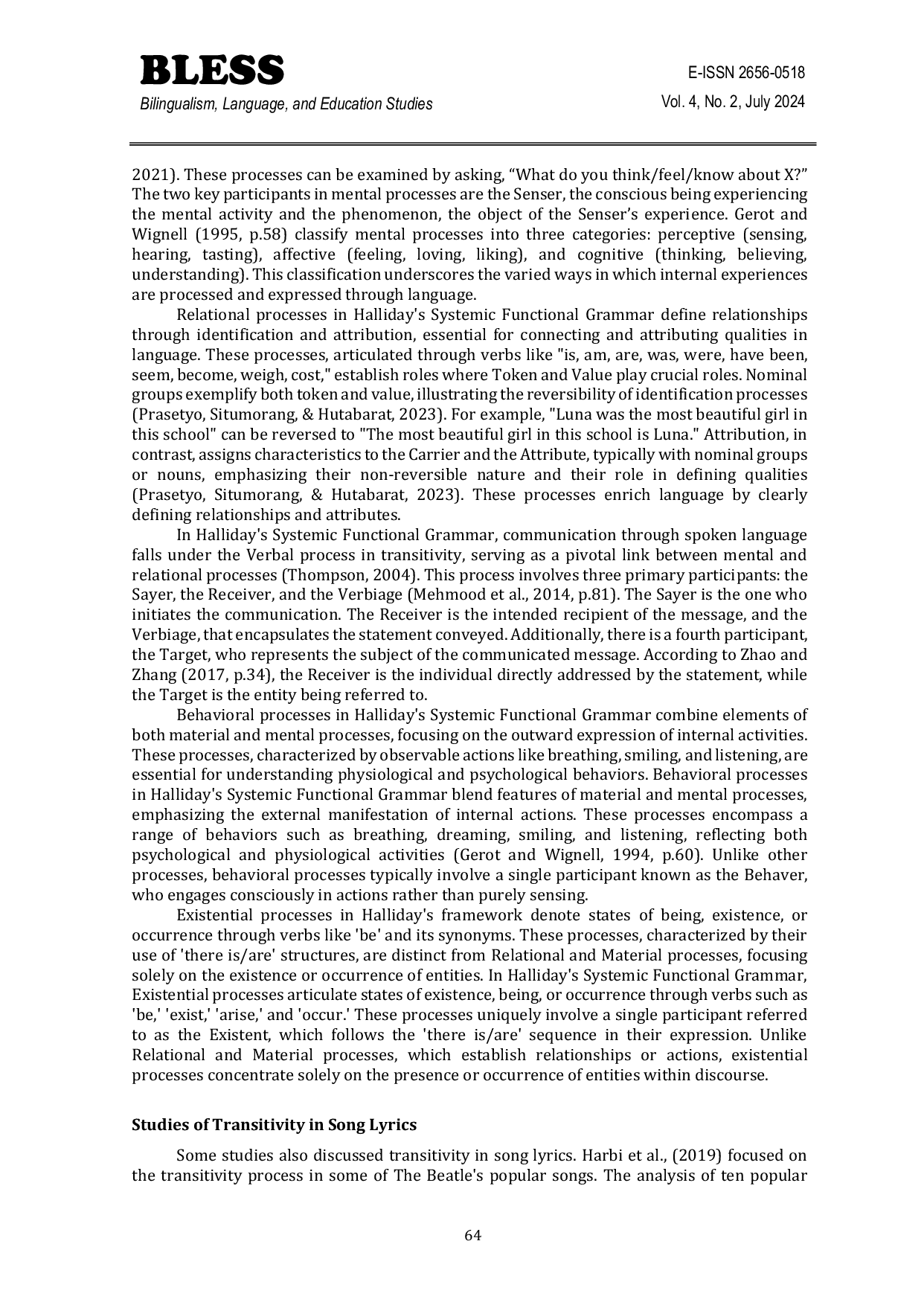 JURIS Transitivity Processes in Sabrina Carpenter s Songs Espresso and Please Please Please