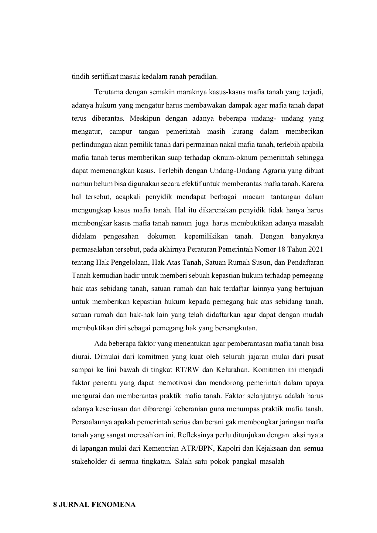 JURIS Penyelesaian Sengketa Tanah Dan Konflik Mafia Tanah