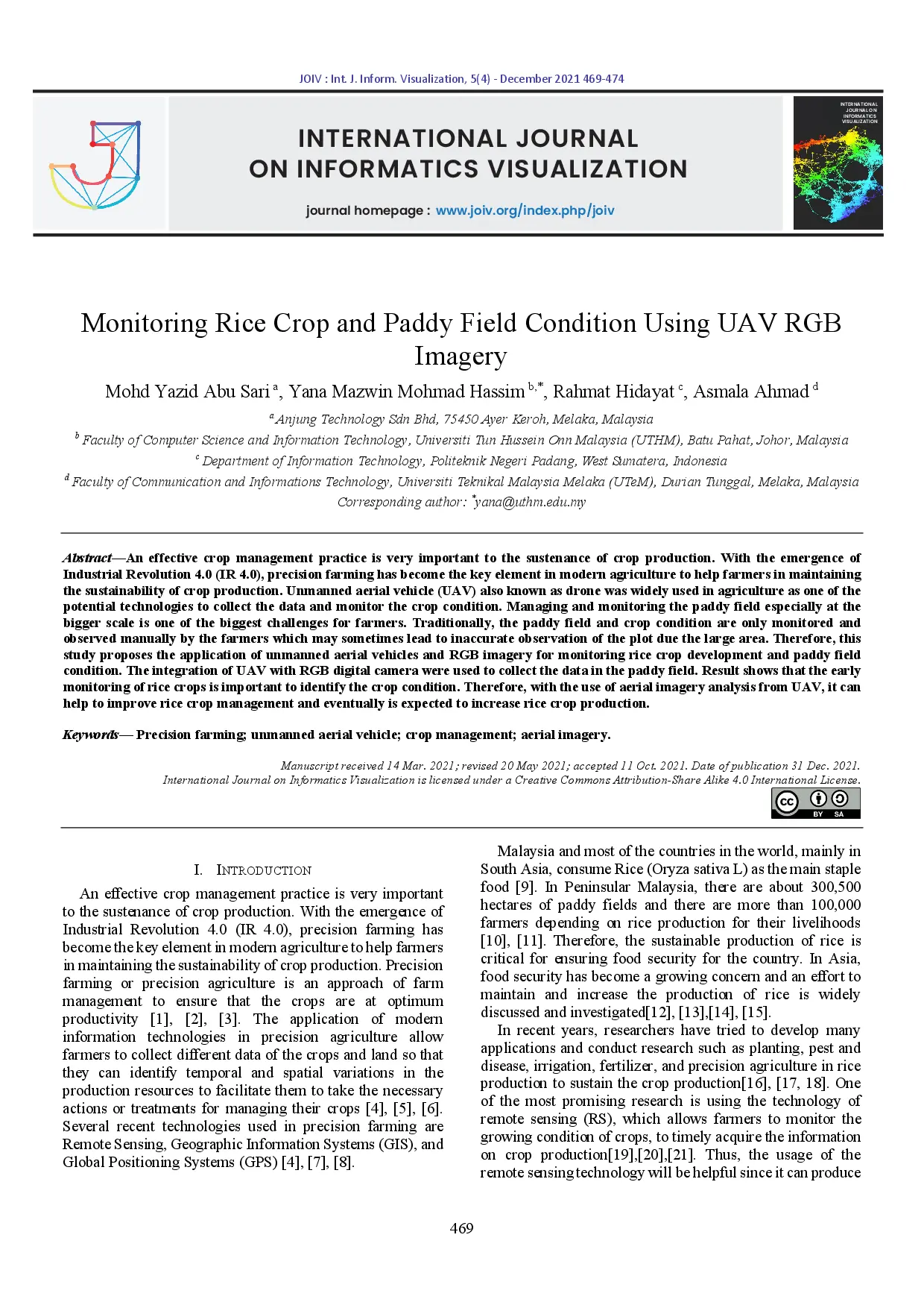 juris Monitoring Rice Crop and Paddy Field Condition Using UAV RGB Imagery