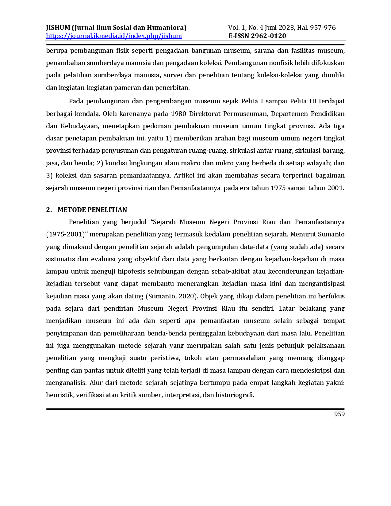 juris Sejarah Museum Negeri Provinsi Riau dan Pemanfaatannya 1975 2001