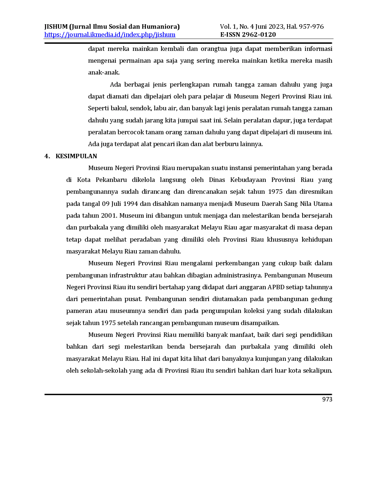 juris Sejarah Museum Negeri Provinsi Riau dan Pemanfaatannya 1975 2001