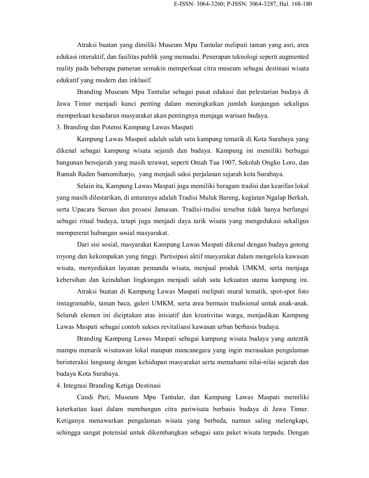 JURIS Destinasi Branding Candi Pari Museum Mpu Tantular dan Kampung Lawas Maspati dalam Memperkuat Identitas Budaya dan Daya Tarik Wisata