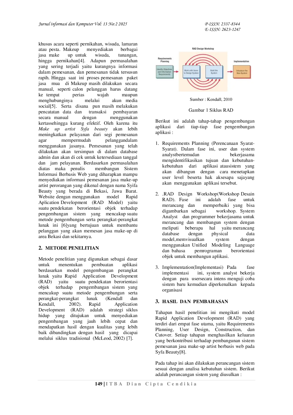 JURIS Perancangan Sistem Pemesanan Jasa Make Up Artist Syfa Beauty Berbasis Web