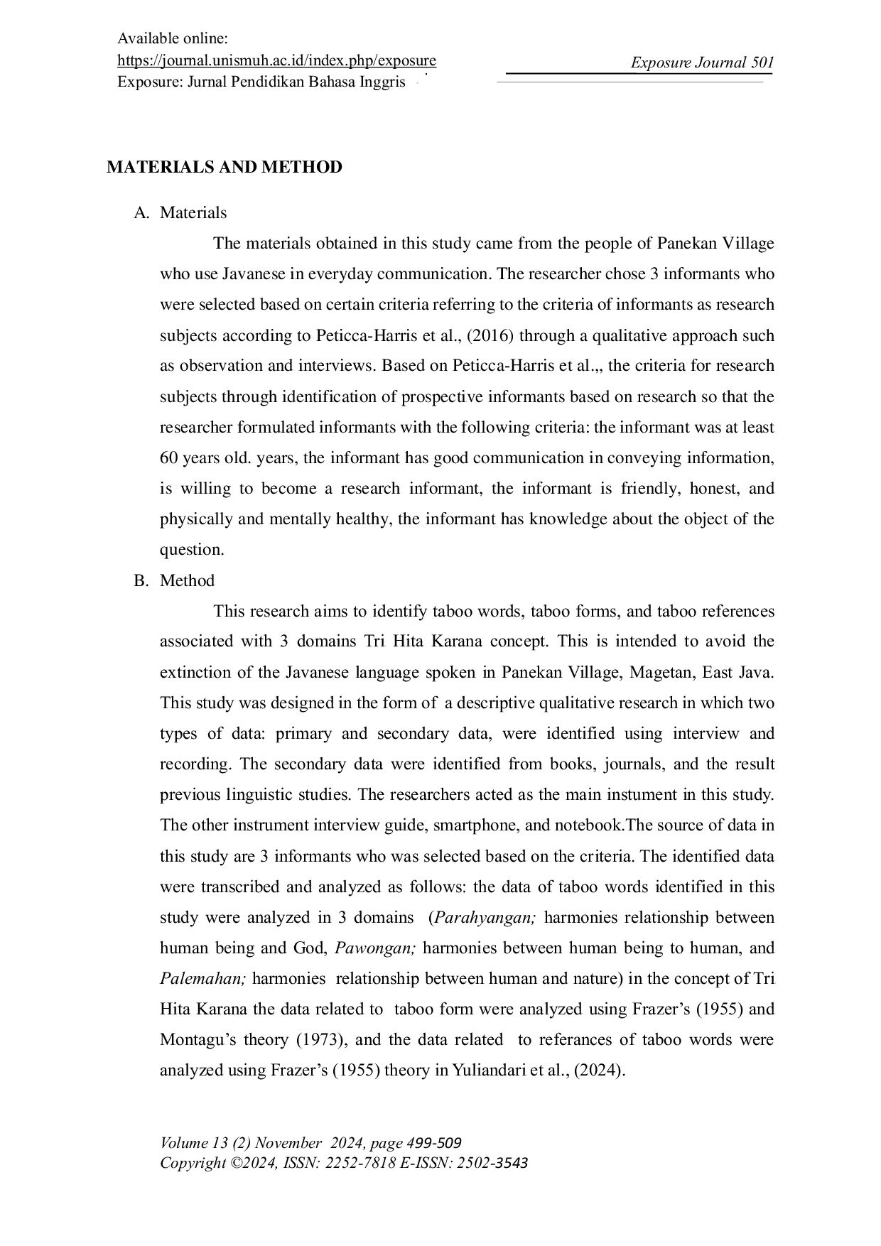 JURIS Taboo Words in Javanese Spoken in Panekan Village Magetan East Java