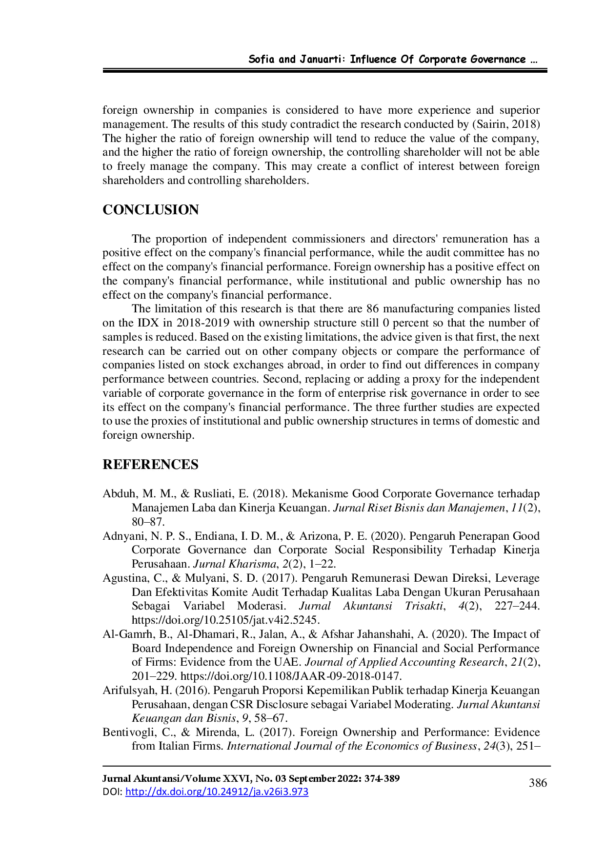 juris Influence Of Corporate Governance On Financial Performance Of Companies
