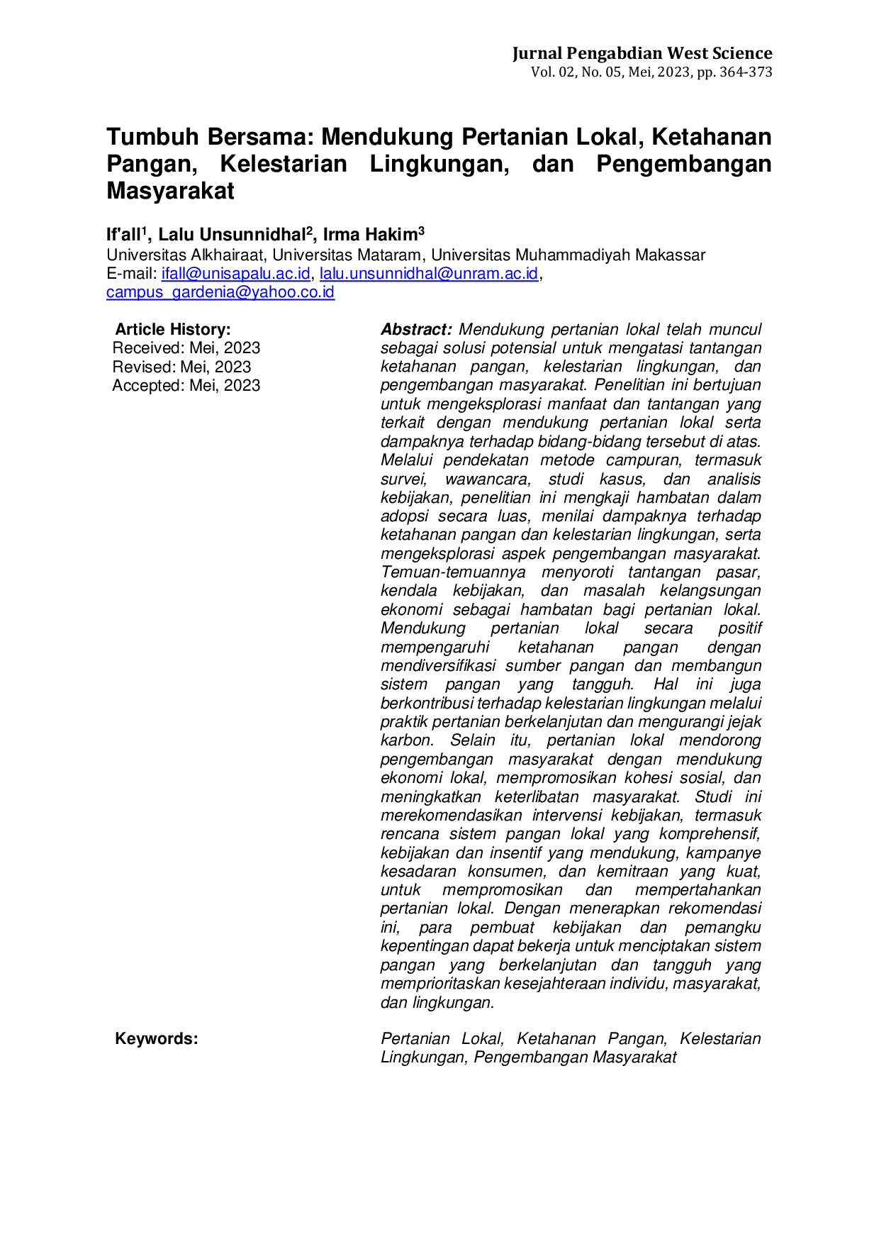 JURIS Tumbuh Bersama Mendukung Pertanian Lokal Ketahanan Pangan Kelestarian Lingkungan dan Pengembangan Masyarakat