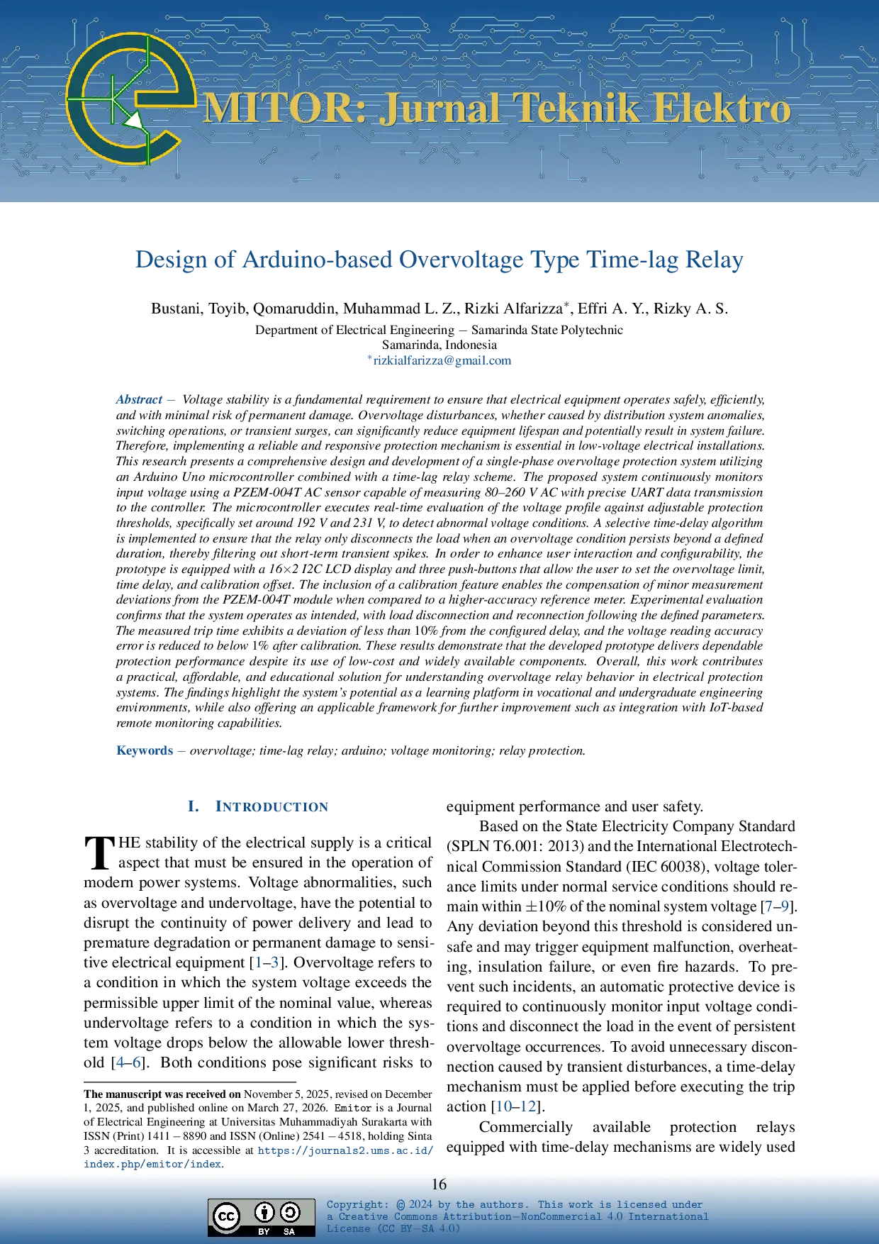 JURIS Design of Arduino based Overvoltage Type time lag Relay