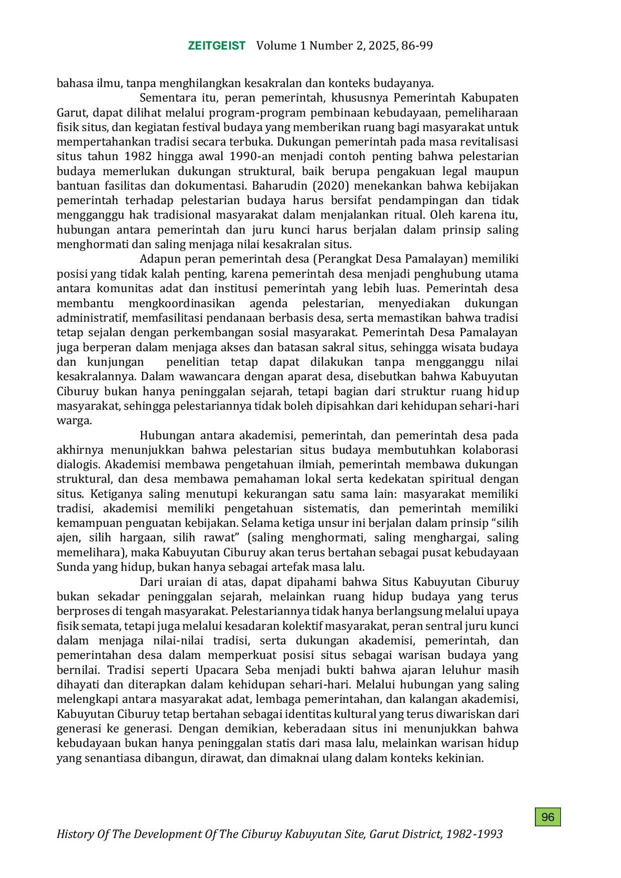 JURIS Sejarah Perkembangan Situs Kabuyutan Ciburuy Di Kabupaten Garut Tahun 1982 1993