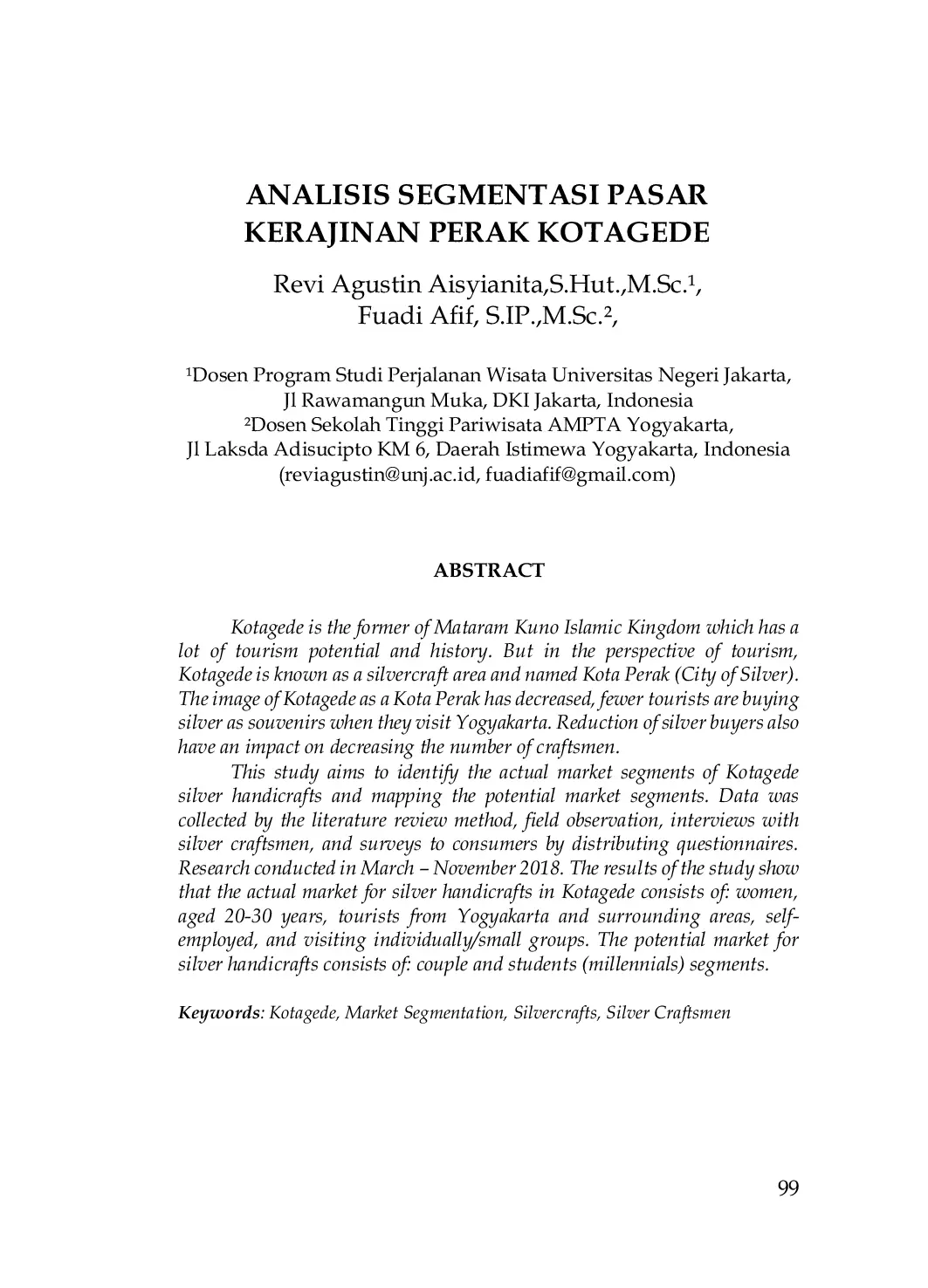 JURIS Analisis Segmentasi Pasar Kerajinan Perak Kotagede