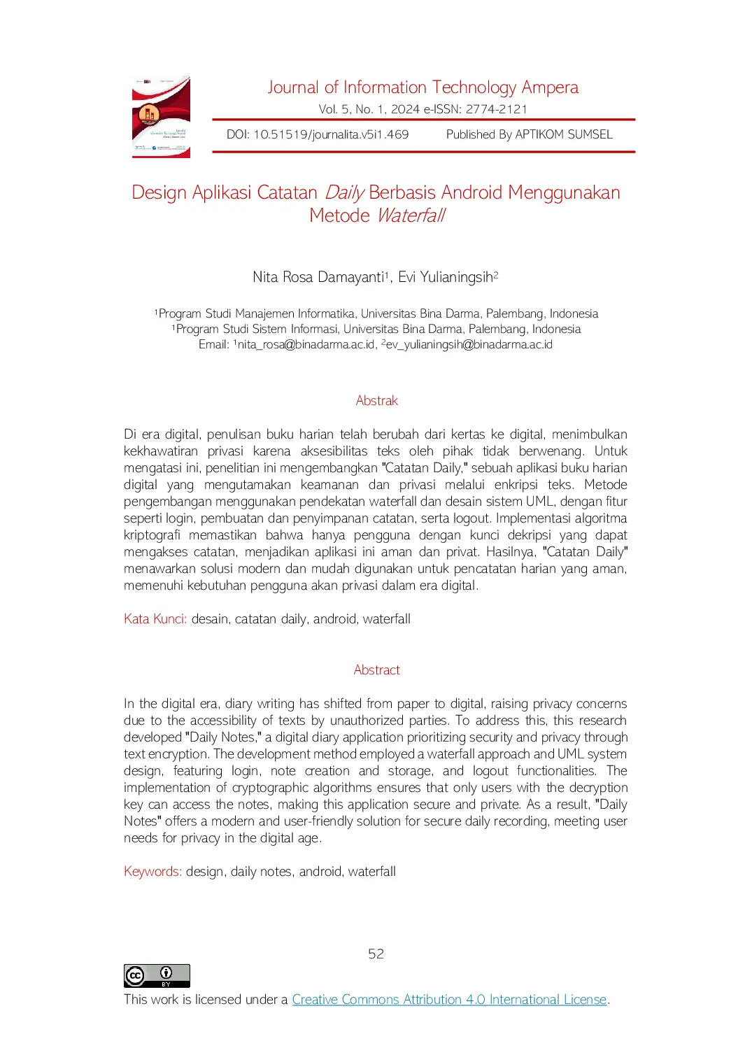 JURIS Design Aplikasi Catatan Daily Berbasis Android Menggunakan Metode Waterfall