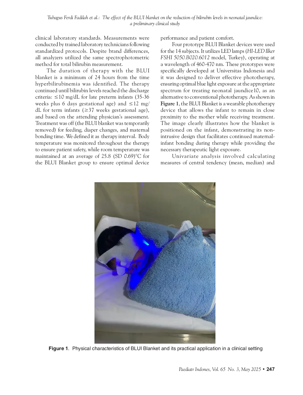 JURIS The effect of the BLUI blanket on the reduction of bilirubin levels in neonatal jaundice a preliminary clinical study