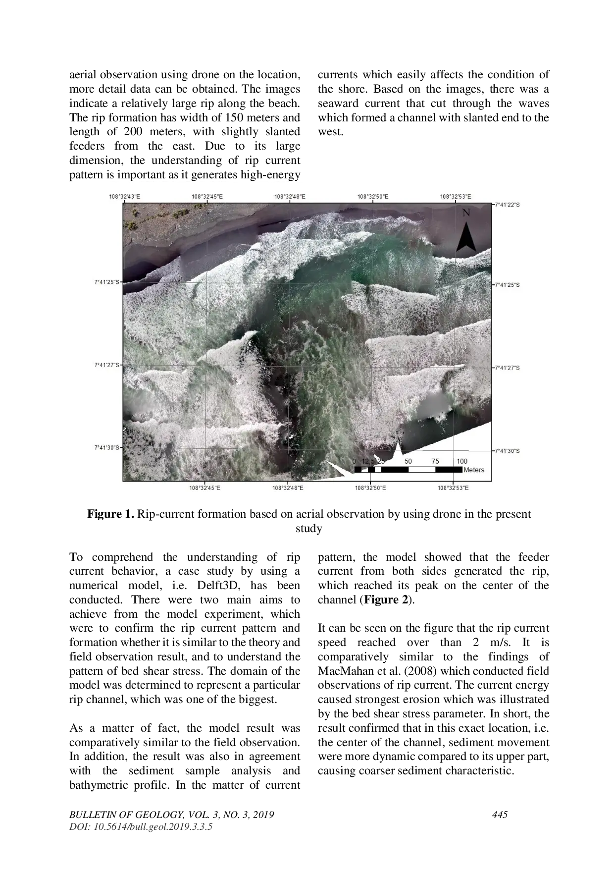 JURIS Hydrodynamics and Sediment Characteristics on a Bathymetrically Controlled Rip Channel in Pangandaran Beach