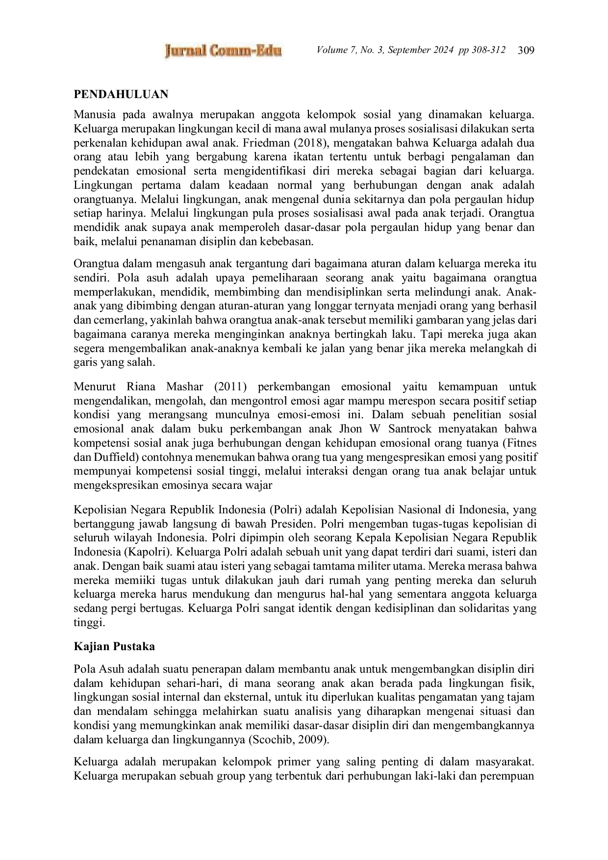 JURIS Pola Asuh Keluarga Terhadap Perkembangan Sosial Emosional Anak Di Lingkungan Keluarga Polri