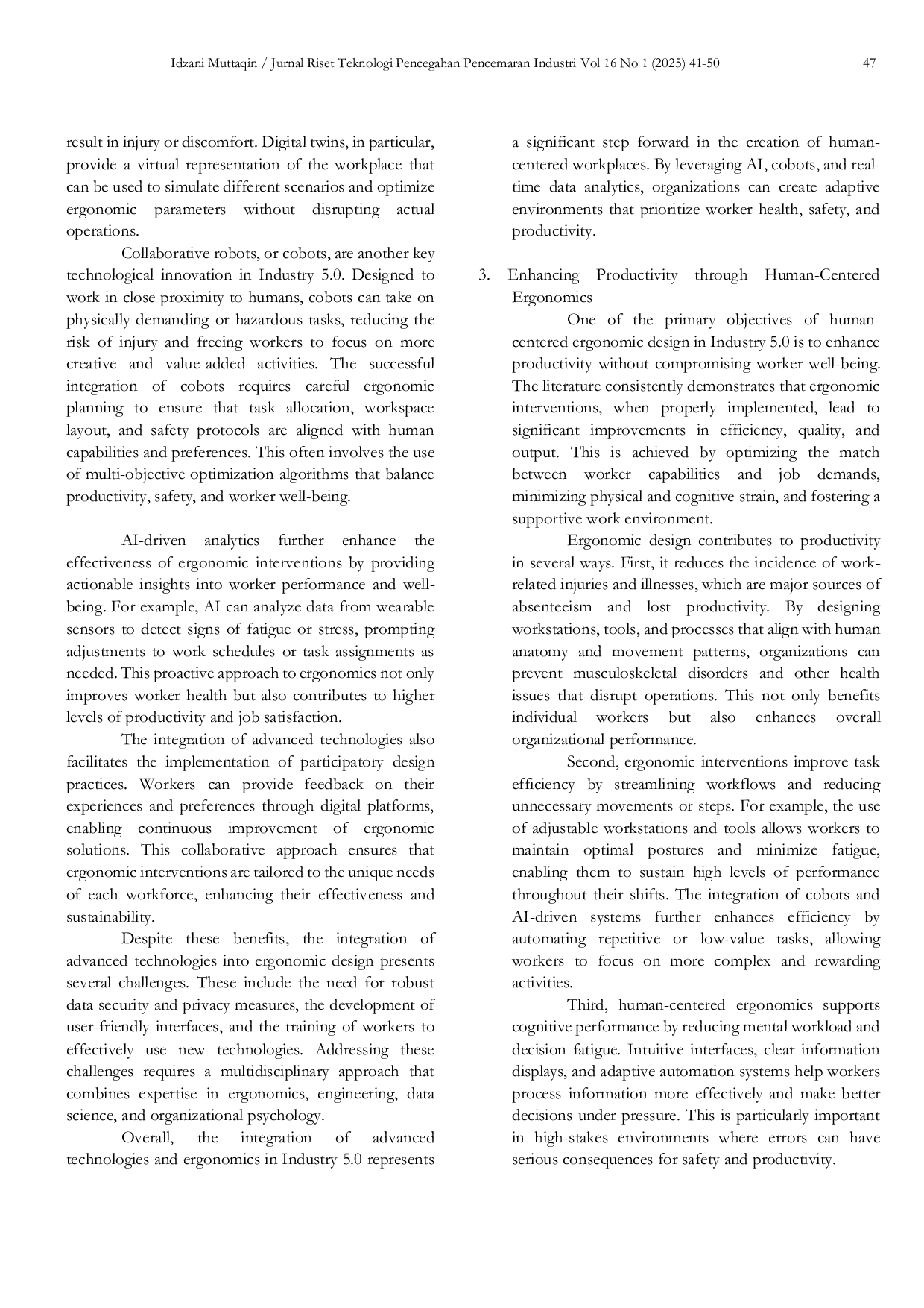 JURIS Human Centered Ergonomic Design in Industry 5 0 Enhancing Productivity and Worker Wellbeing