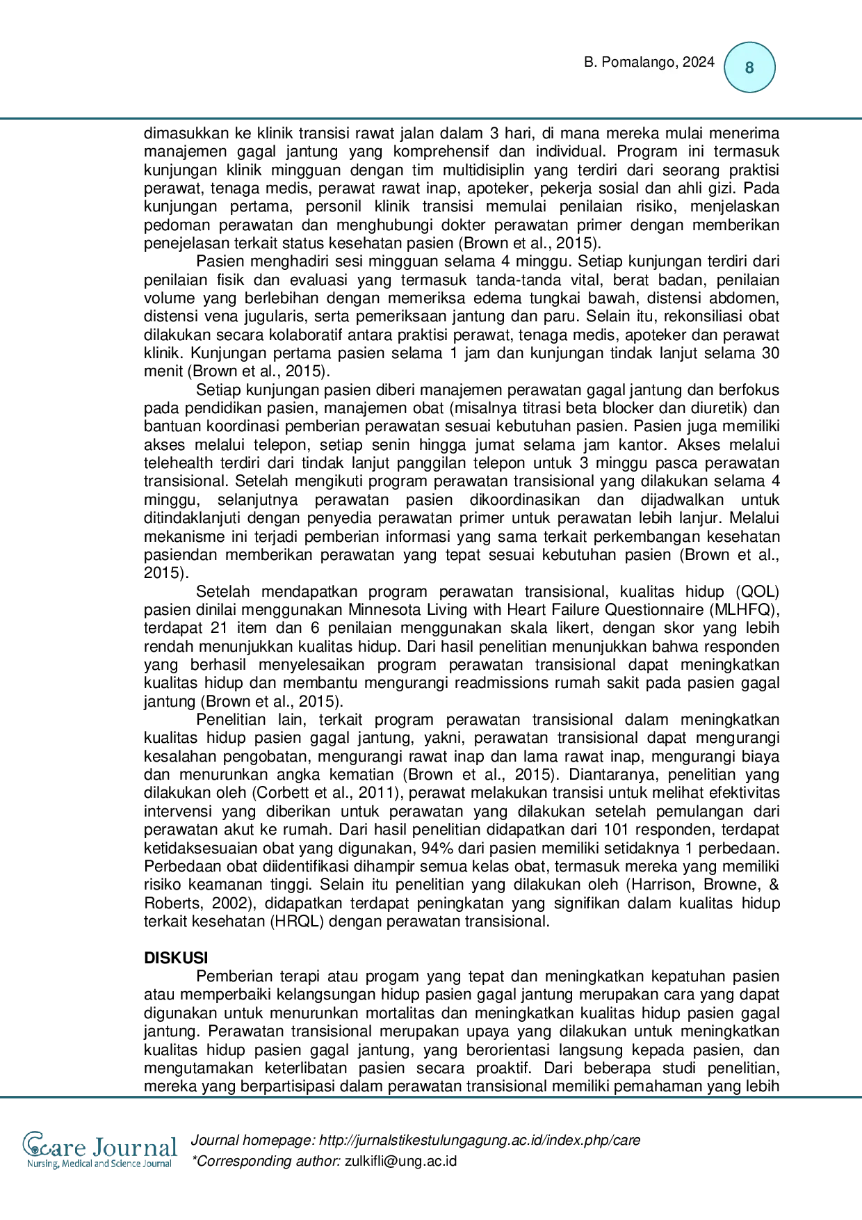JURIS Meningkatkan Kualitas Hidup Pasien Gagal Jantung Melalui Perawatan Transisional Studi Pustaka