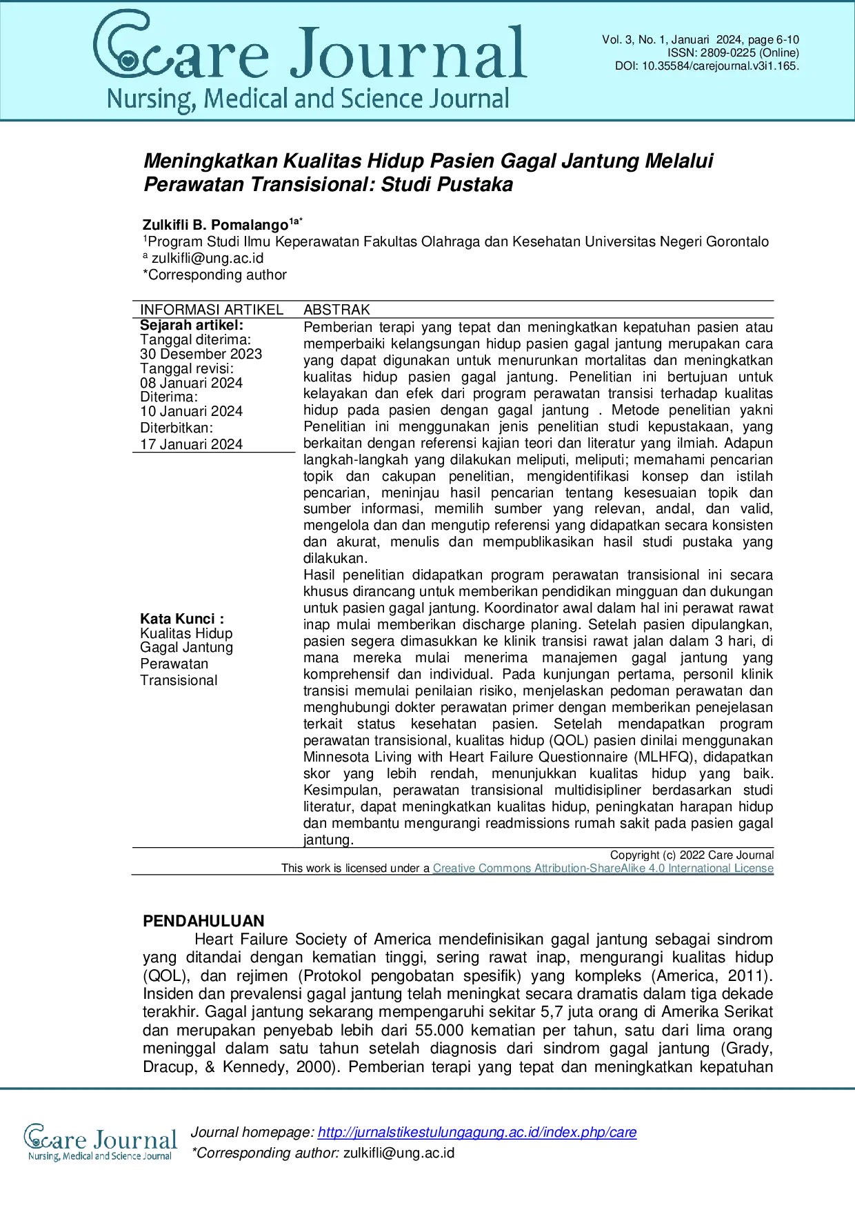 JURIS Meningkatkan Kualitas Hidup Pasien Gagal Jantung Melalui Perawatan Transisional Studi Pustaka
