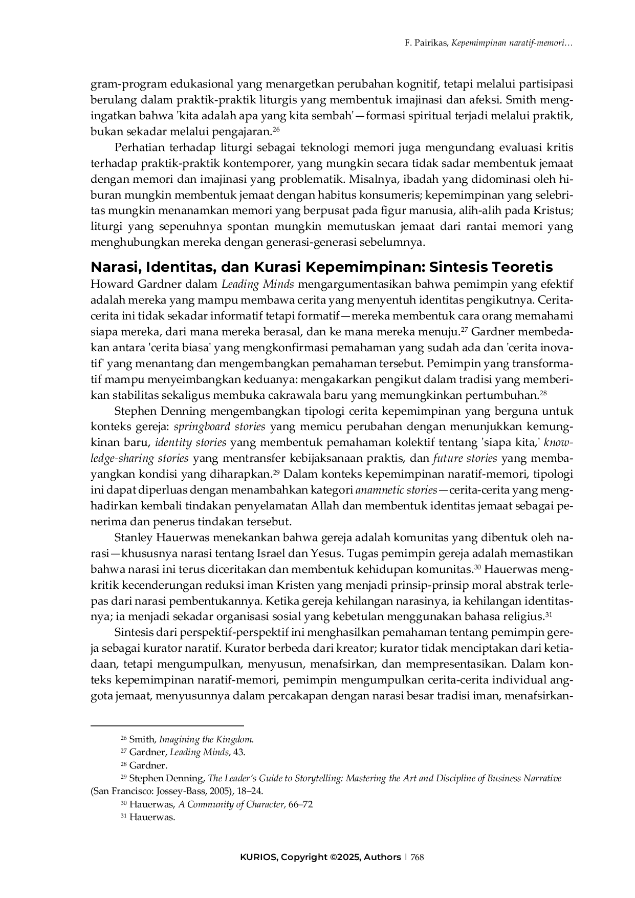 JURIS Kepemimpinan naratif memori Paradigma pembangunan jemaat melalui praktik anamnesis komunal