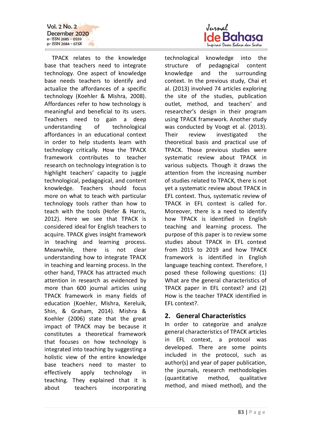 juris Unpacking the TPACK Framework in EFL Context A Review of Empirical Studies from 2015 to 2019
