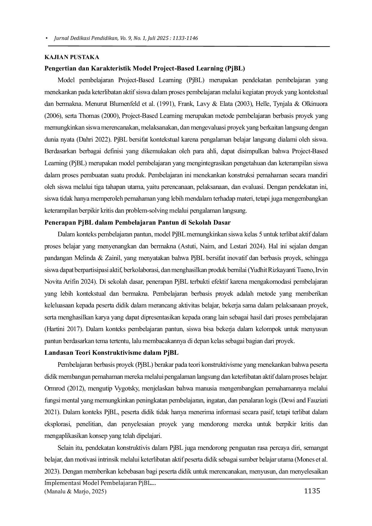 JURIS Implementation of the PjBL Learning Model in Pantun Learning Analysis of Changes and Its Impact on Fifth Grade Students