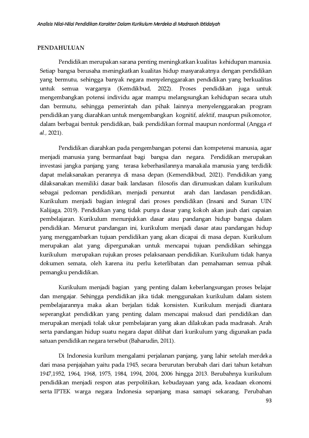 juris Analisis Nilai Nilai Pendidikan Karakter Dalam Kurikulum Merdeka Di Madrasah Ibtidaiyah