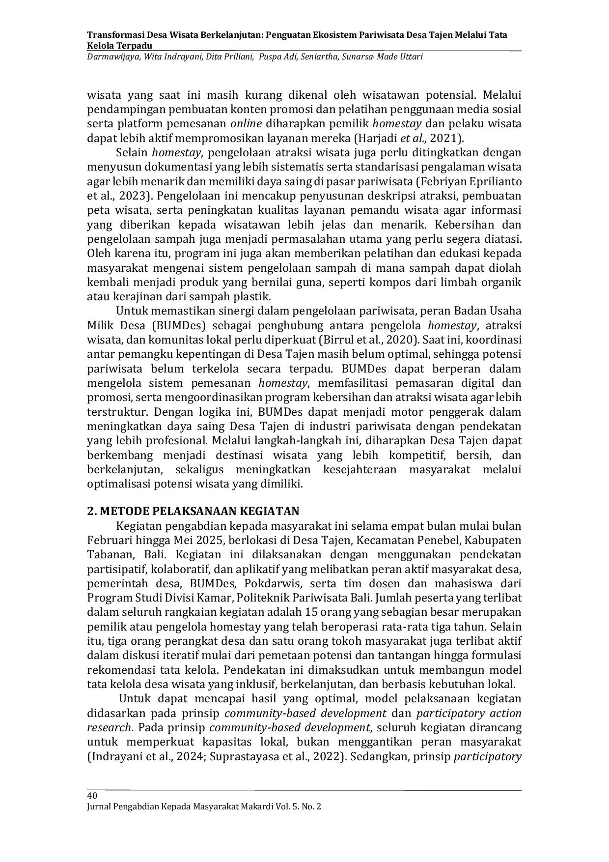 JURIS Transformasi Desa Wisata Berkelanjutan Penguatan Ekosistem Pariwisata Desa Tajen Melalui Tata Kelola Terpadu