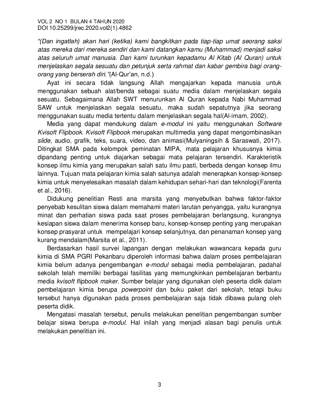 JURIS DESAIN DAN UJI COBA E MODUL KIMIA BERBASIS PROBLEM SOLVING PADA MATERI LARUTAN PENYANGGA UNTUK KELAS XI SMA SEMESTER II E Modul Kimia