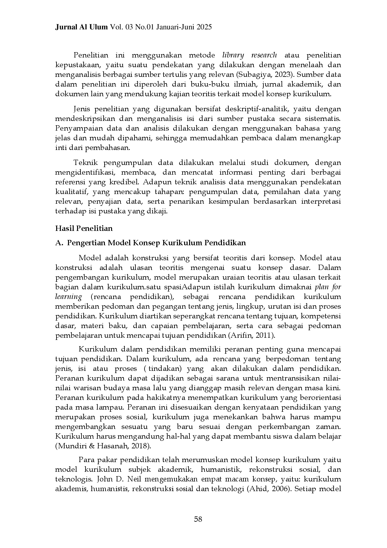 juris MODEL KONSEP KURIKULUM PENDIDIKAN Model Kurikulum Pendidikan