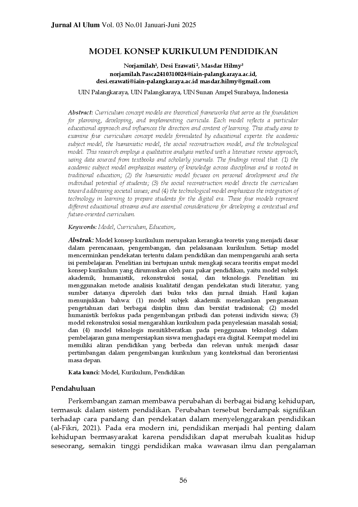 JURIS MODEL KONSEP KURIKULUM PENDIDIKAN Model Kurikulum Pendidikan