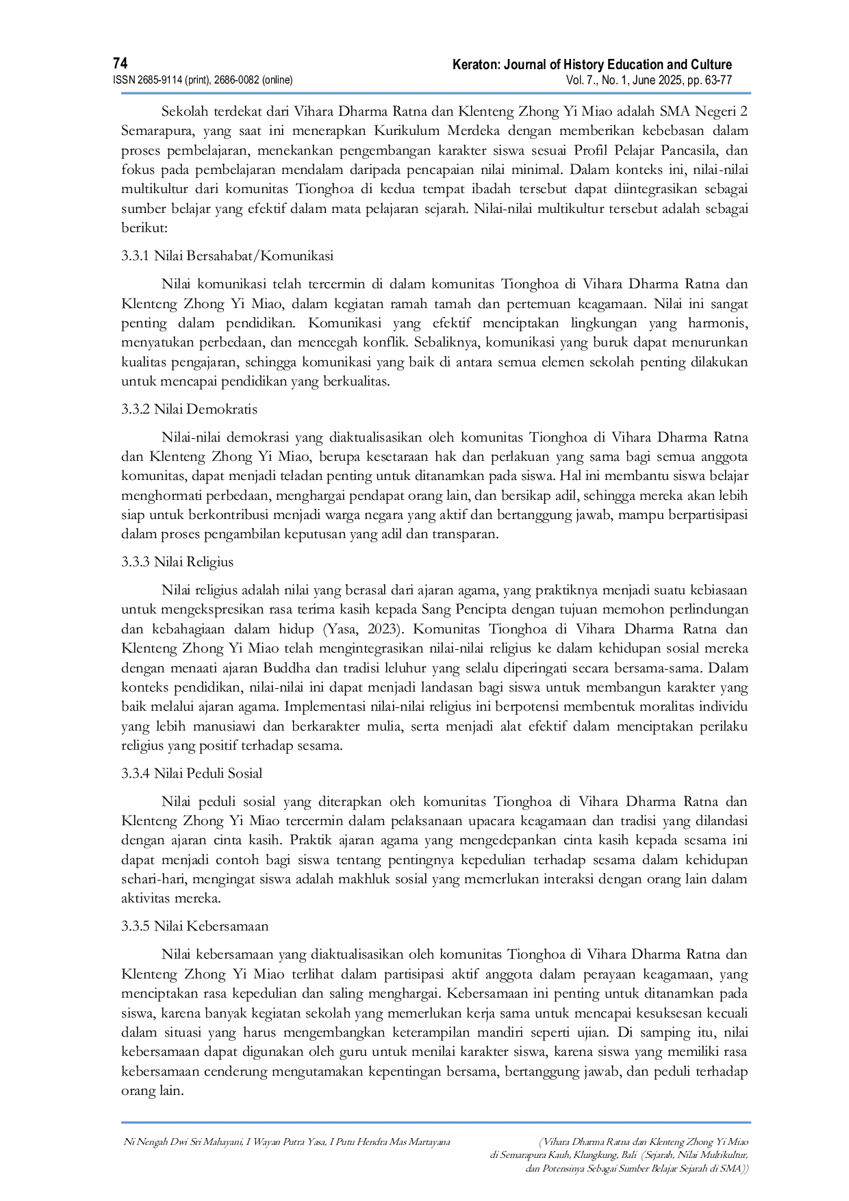 JURIS Vihara Dharma Ratna dan Klenteng Zhong Yi Miao di Semarapura Kauh Klungkung Bali Sejarah Nilai Multikultur dan Potensinya Sebagai Sumber Belajar Sejarah di SMA