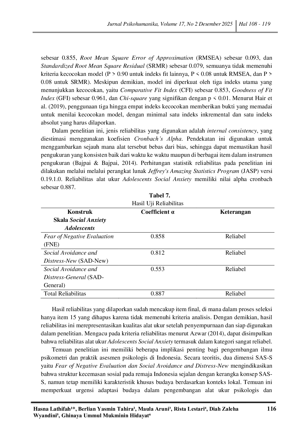 JURIS Pengembangan Alat Ukur Psikologi Social Anxiety Scale For Adolescents