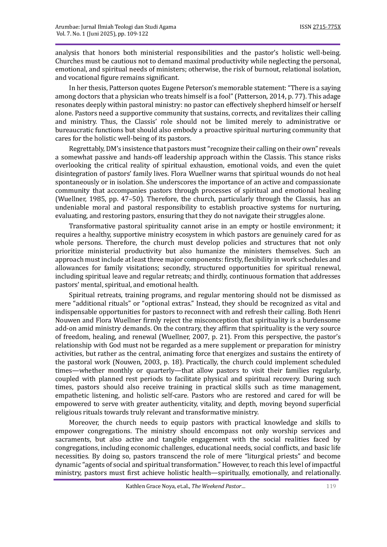 JURIS The Weekend Pastor A Christian Spirituality Analysis from the context of the GKI Kemtuk Gresi in Papua