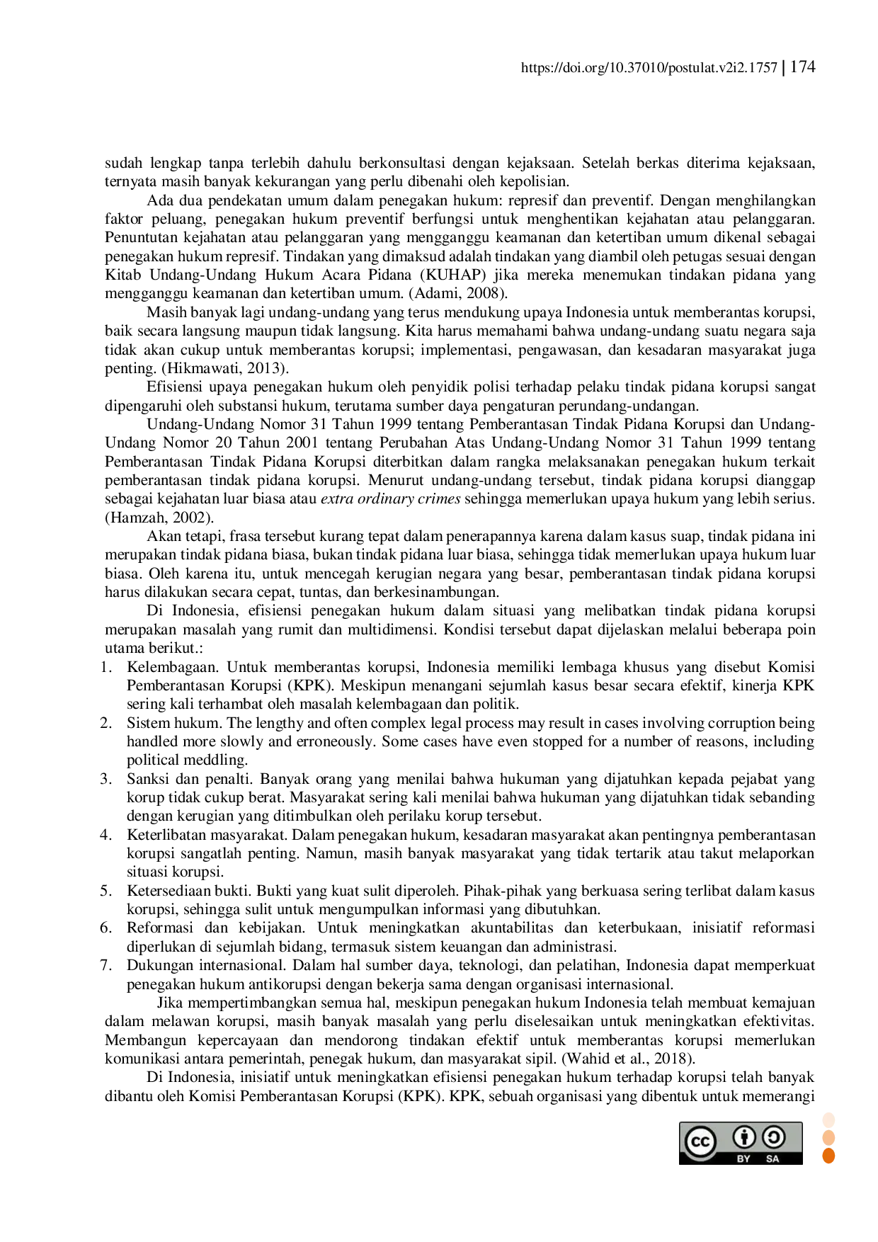 JURIS Upaya Penegakan Hukum Terhadap Tindak Pidana Korupsi di Indonesia