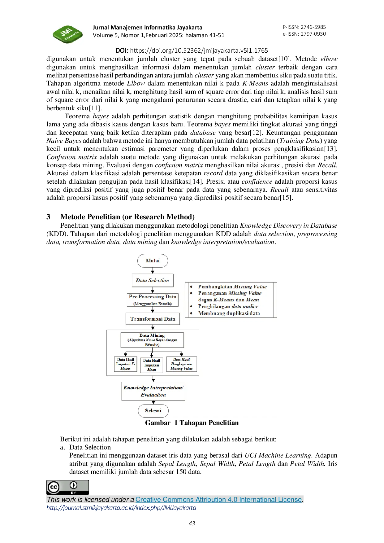 JURIS Penerapan Teknik Imputasi K Means Terhadap Performa Hasil Klasifikasi Algoritma Na ve Bayes