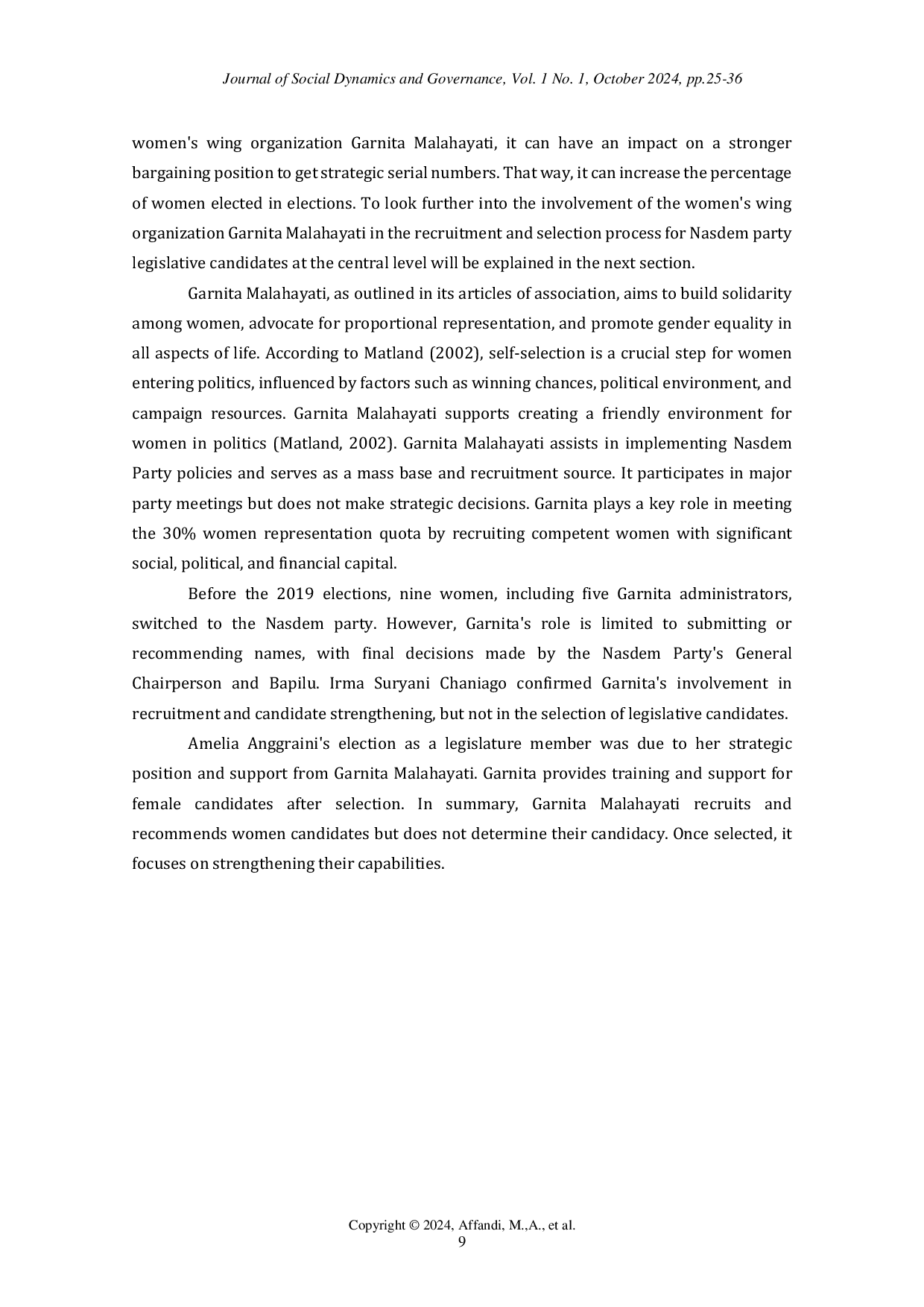 JURIS Women s Wings of Organization and Political Representation Study of Garnita Malahayati s Involvement in the 2019 Legislative Candidate Selection Process