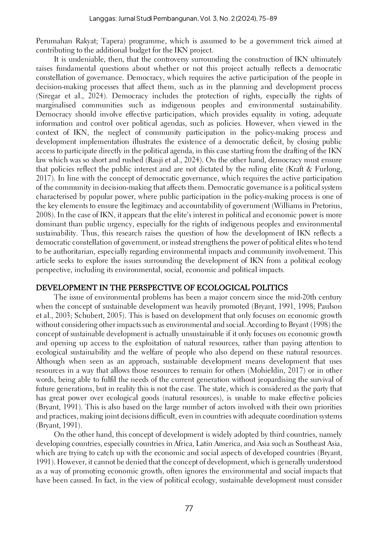 JURIS Pembangunan Ibu Kota Nusantara dalam Perspektif Politik Ekologi