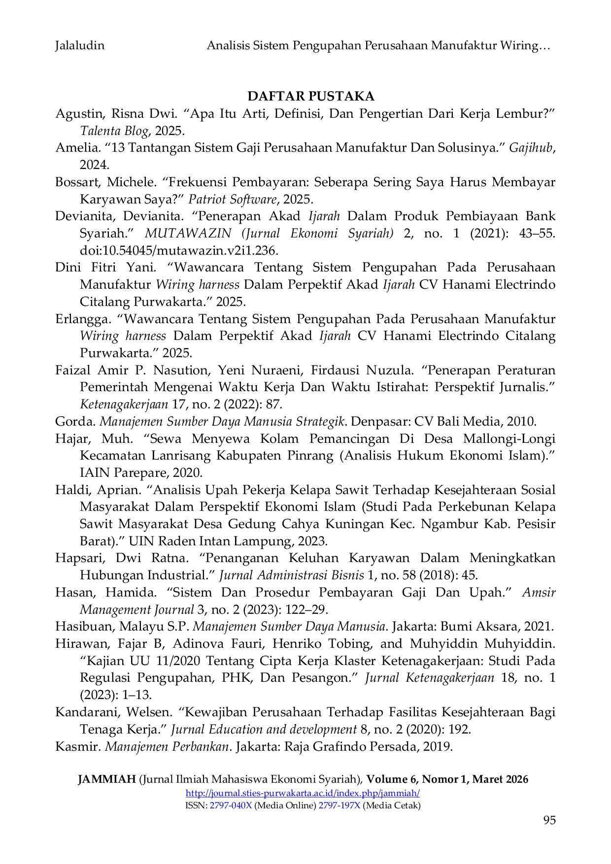JURIS Analisis Sistem Pengupahan Perusahaan Manufaktur Wiring Harness Dalam Perspektif Akad Ijarah