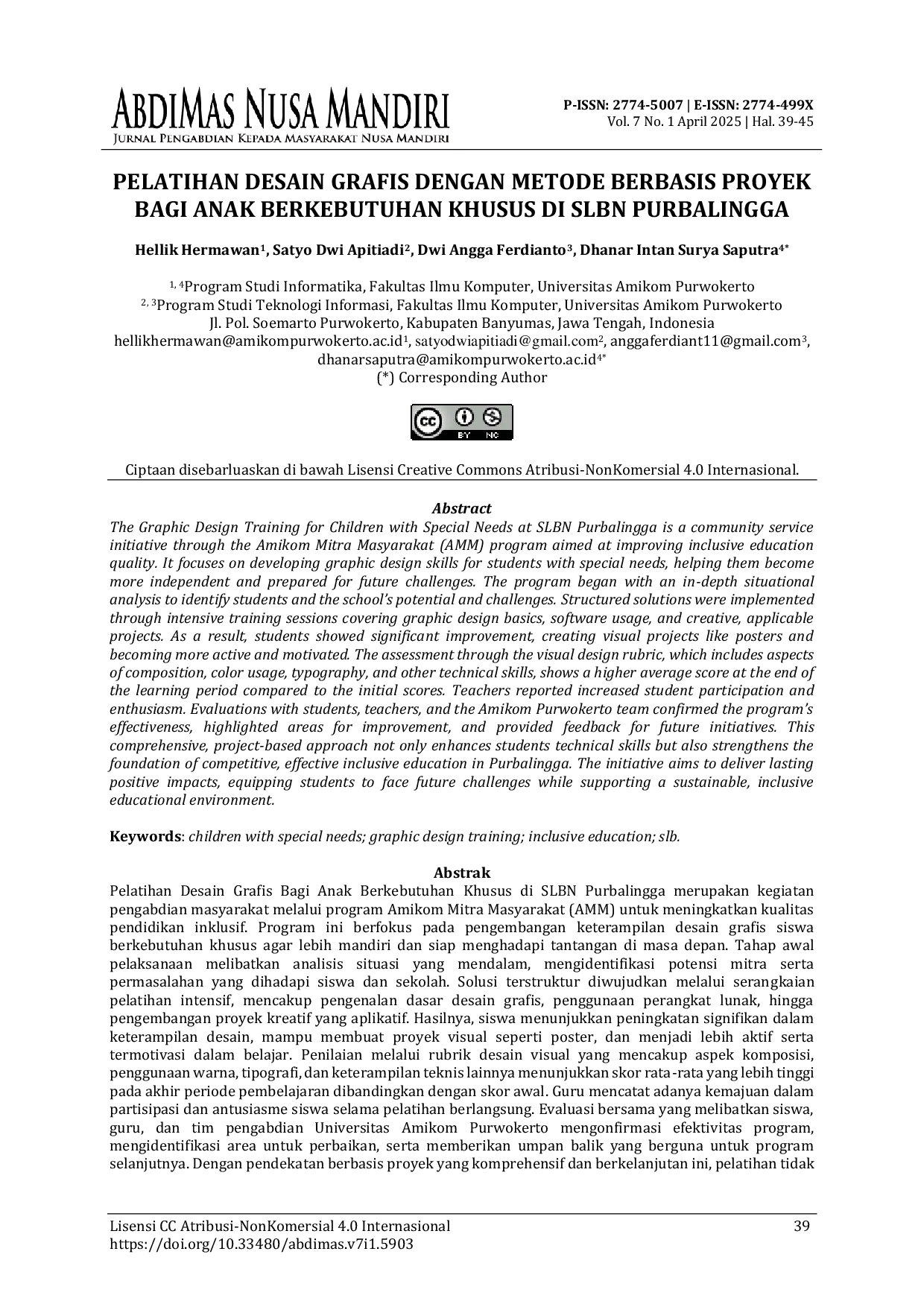 JURIS Pelatihan Desain Grafis Bagi Anak Berkebutuhan Khusus Di SLBN Purbalingga