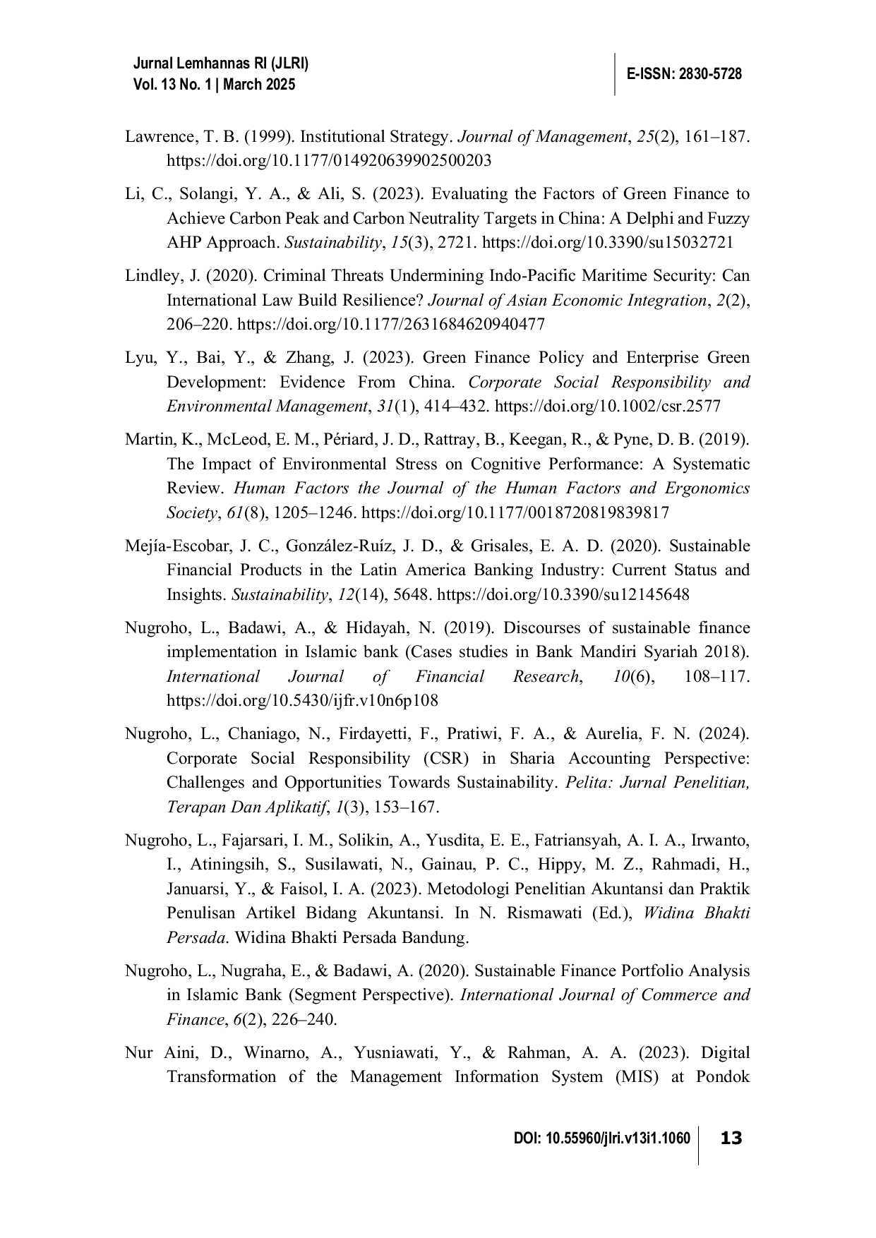 JURIS Developing Green Defence Financing for Indo Pacific Maritime Security Resilience