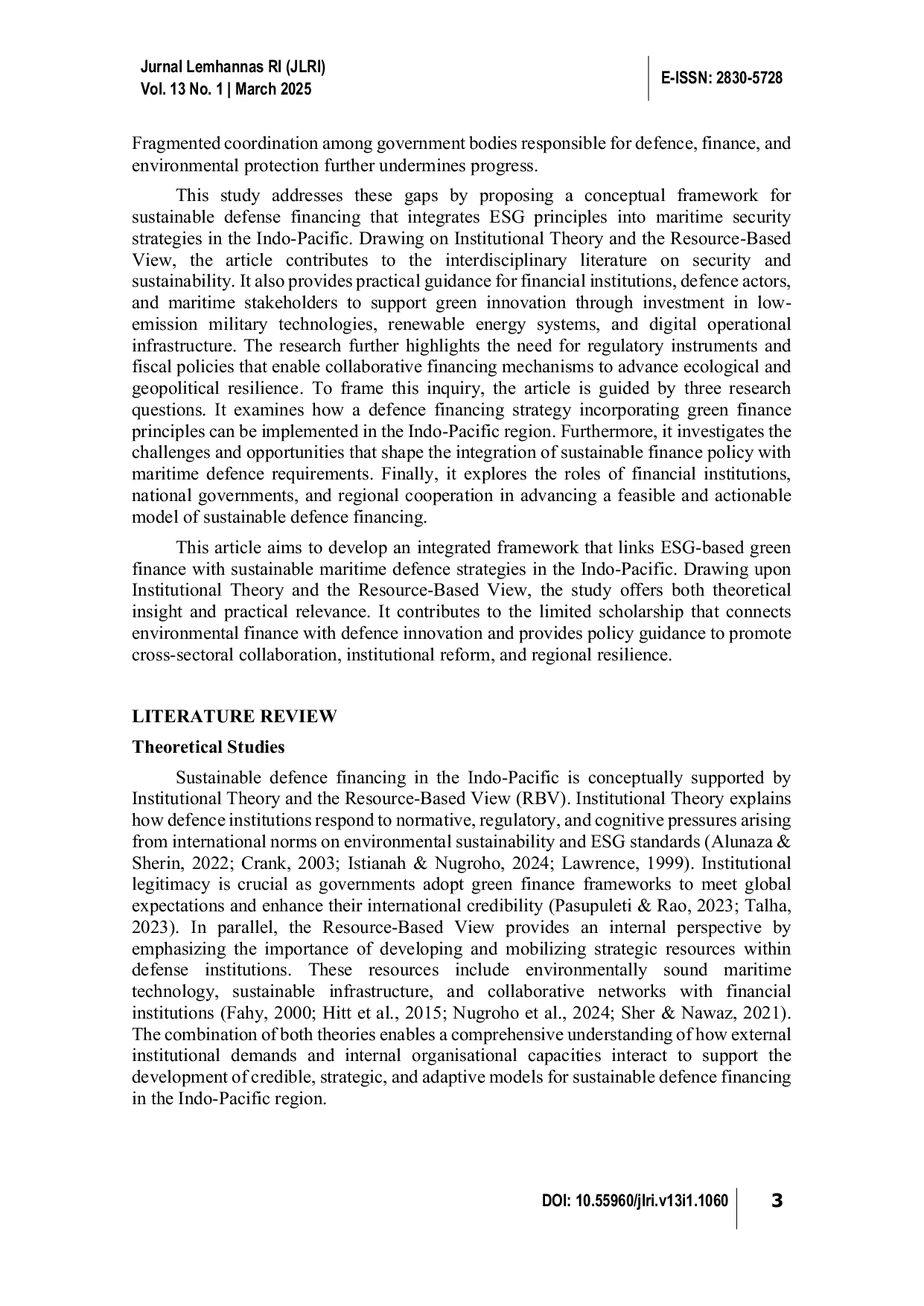 JURIS Developing Green Defence Financing for Indo Pacific Maritime Security Resilience